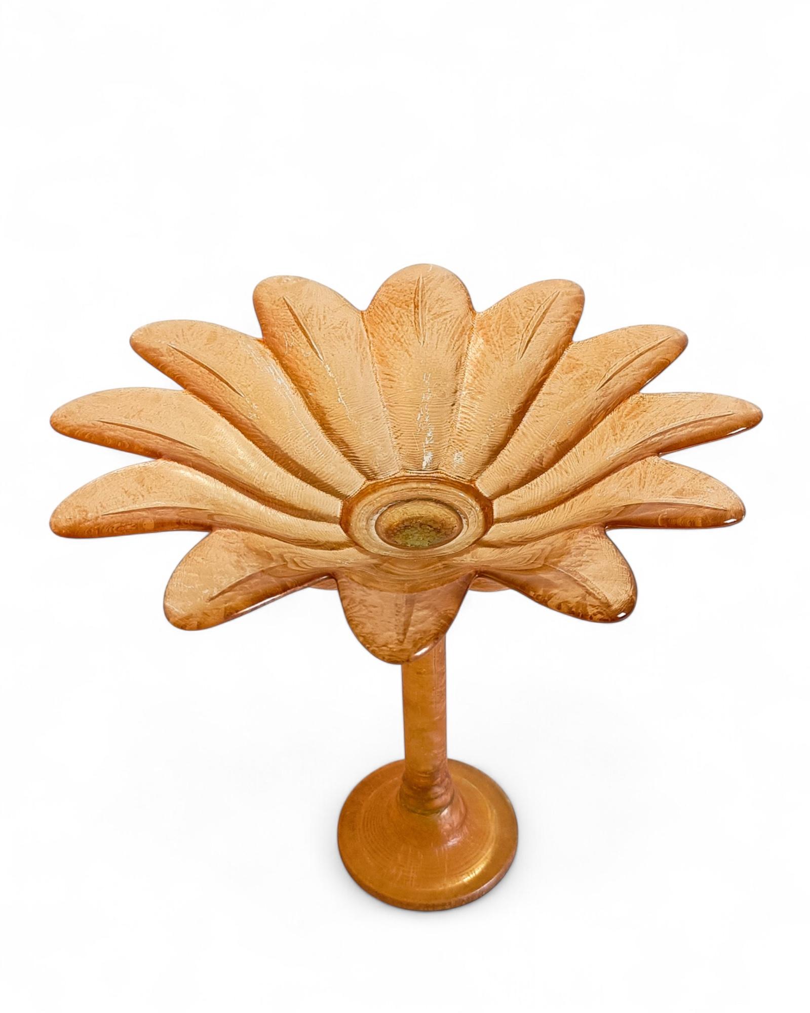 Art Nouveau Sculptural Palm Tree Shaped French Glass Fruit Compote Vase In Good Condition For Sale In Valencia, VC