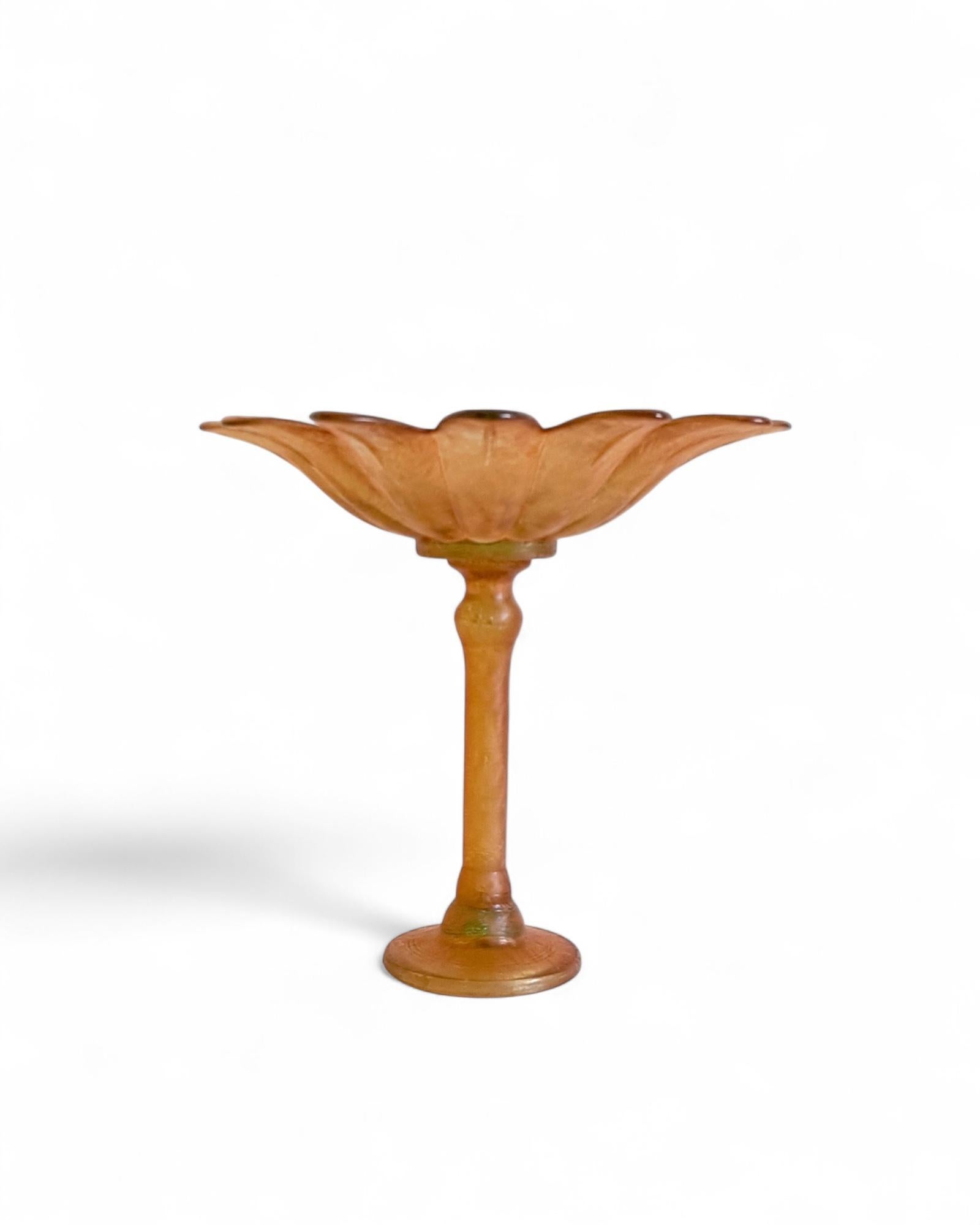 Art Nouveau Sculptural Palm Tree Shaped French Glass Fruit Compote Vase For Sale 2