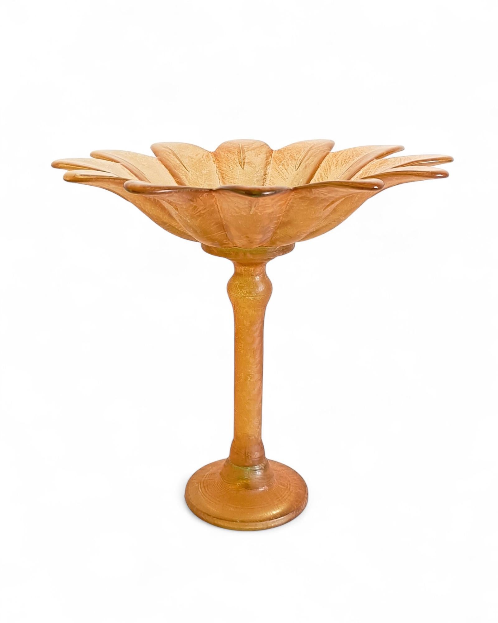 Art Nouveau Sculptural Palm Tree Shaped French Glass Fruit Compote Vase For Sale 3