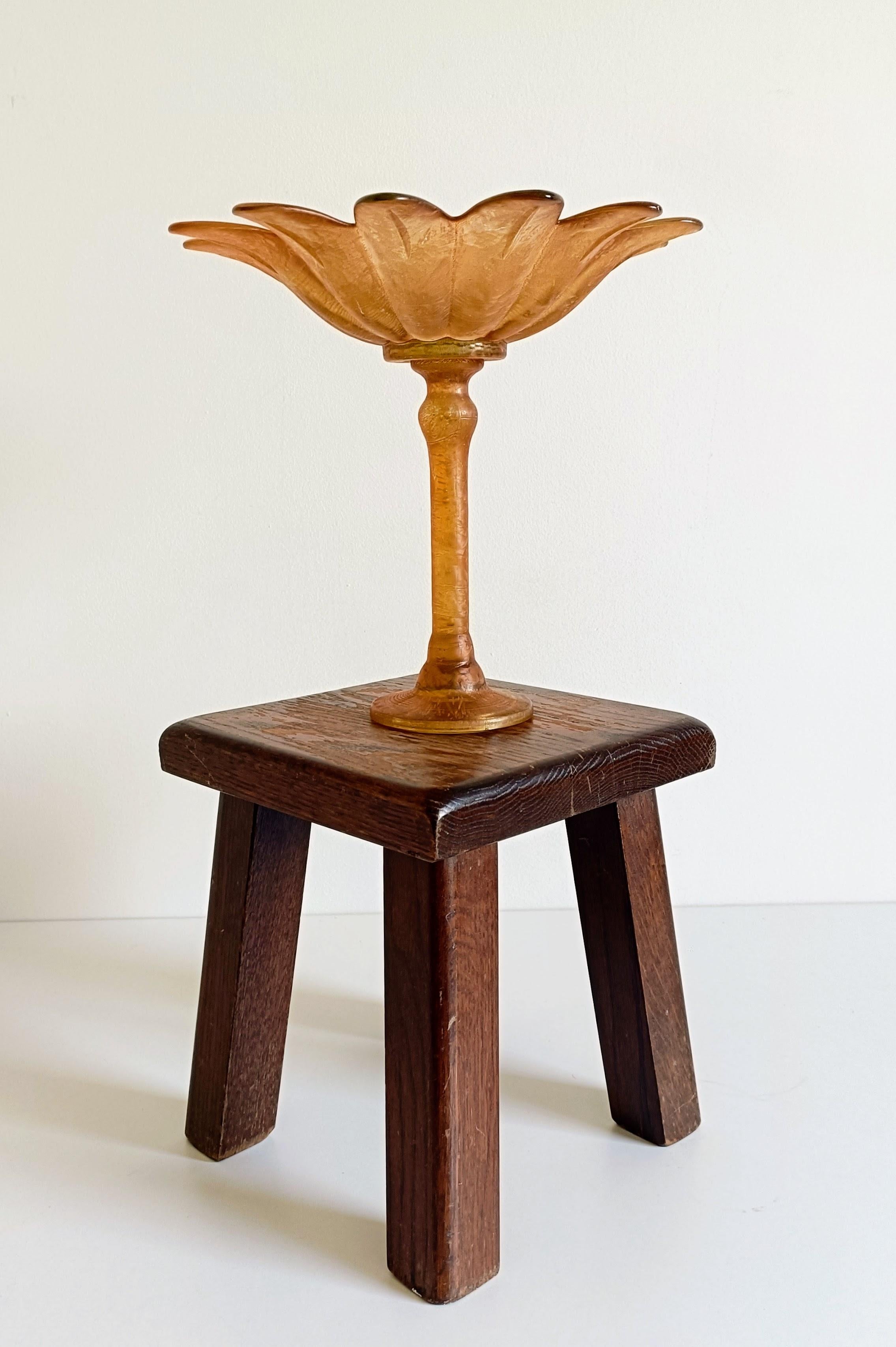 Art Nouveau Sculptural Palm Tree Shaped French Glass Fruit Compote Vase For Sale 4