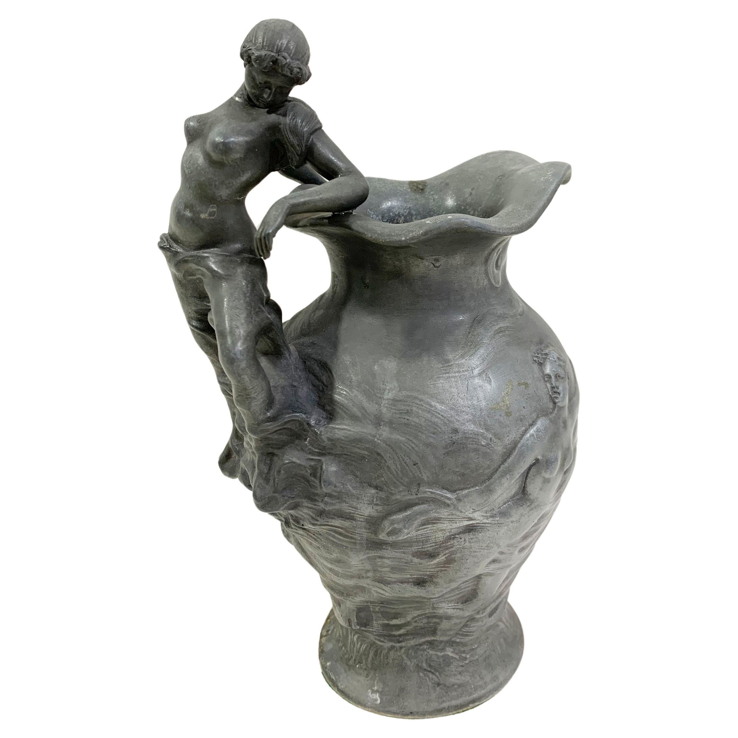 Art Nouveau Sculptural Pitcher by Charles Théodore Perron Signed "Ch Perron " For Sale