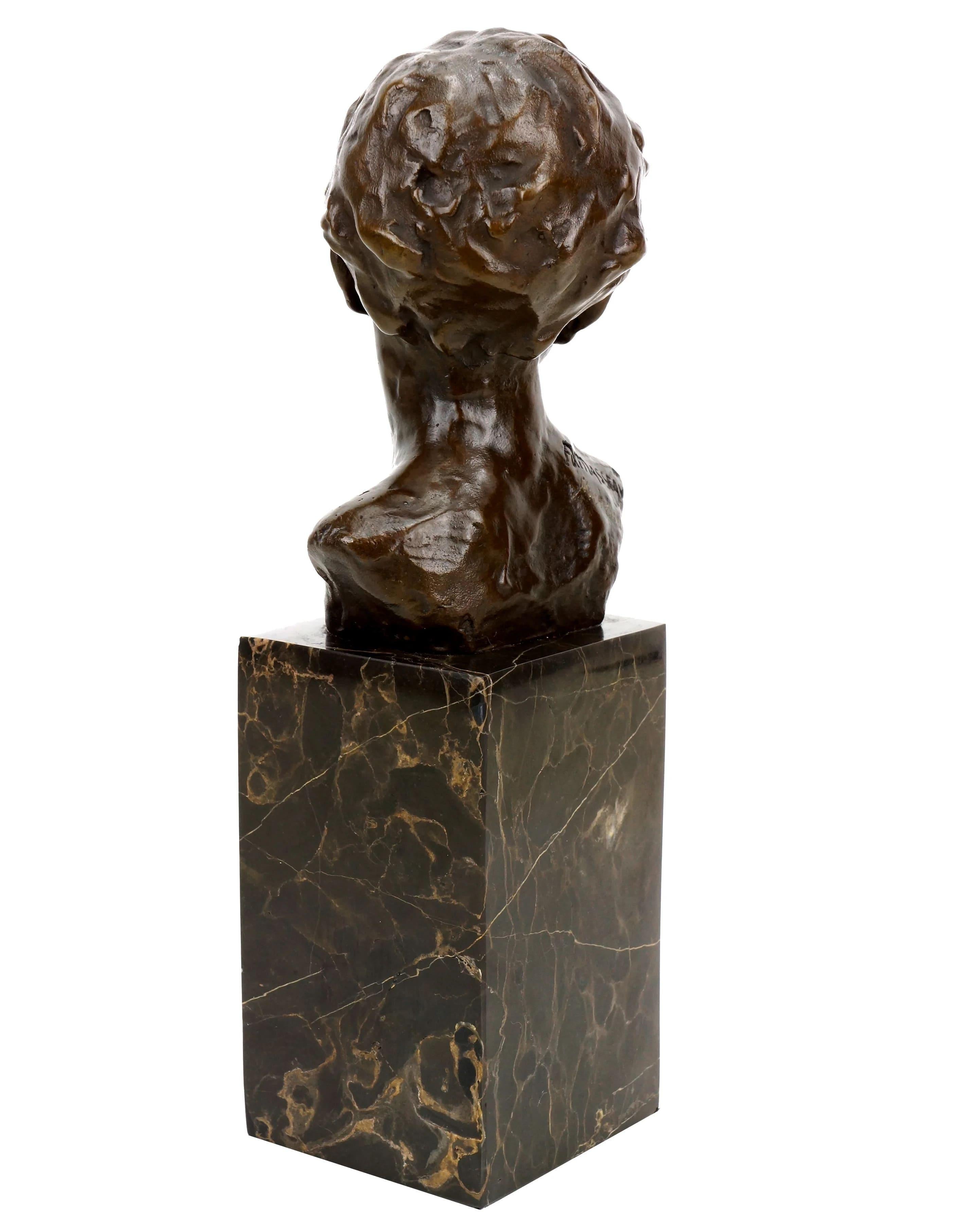 Art Nouveau Sculpture Bronze Figurine, Bust of a Boy, Signed A. Moreau For Sale 1