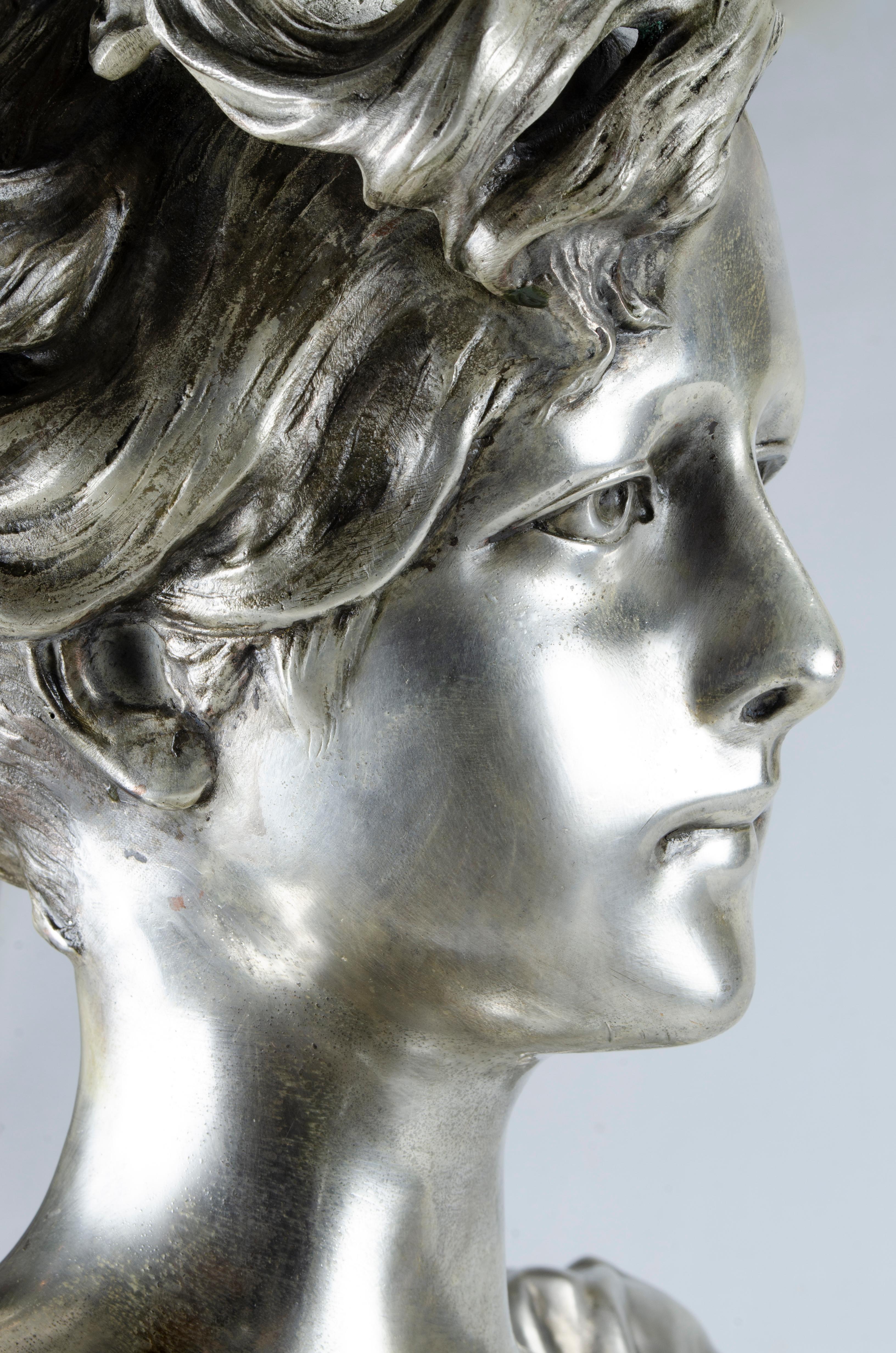 Art Nouveau Sculpture Bust by Anton Nelson In Good Condition For Sale In Buenos Aires, Argentina