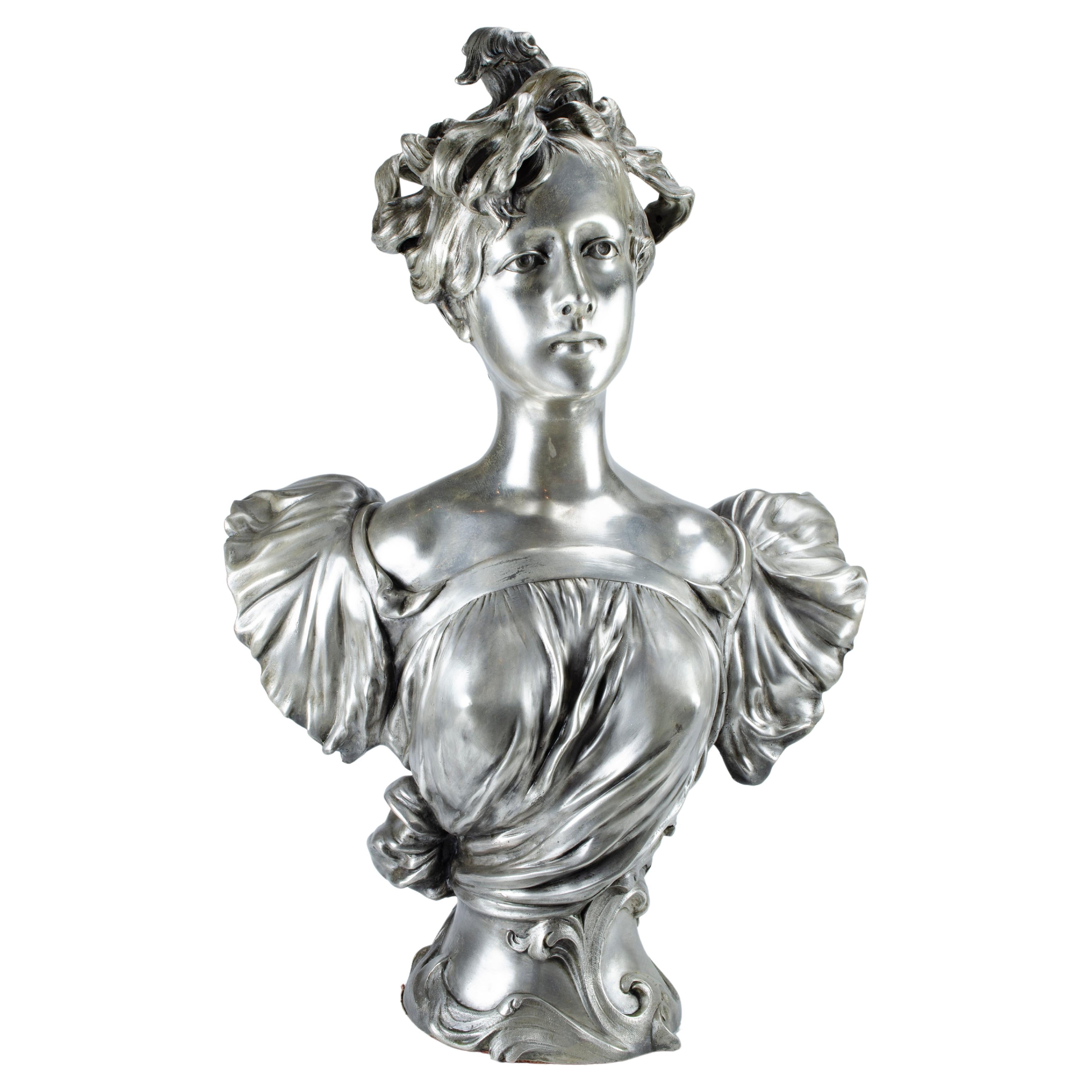 Art Nouveau Sculpture Bust by Anton Nelson For Sale
