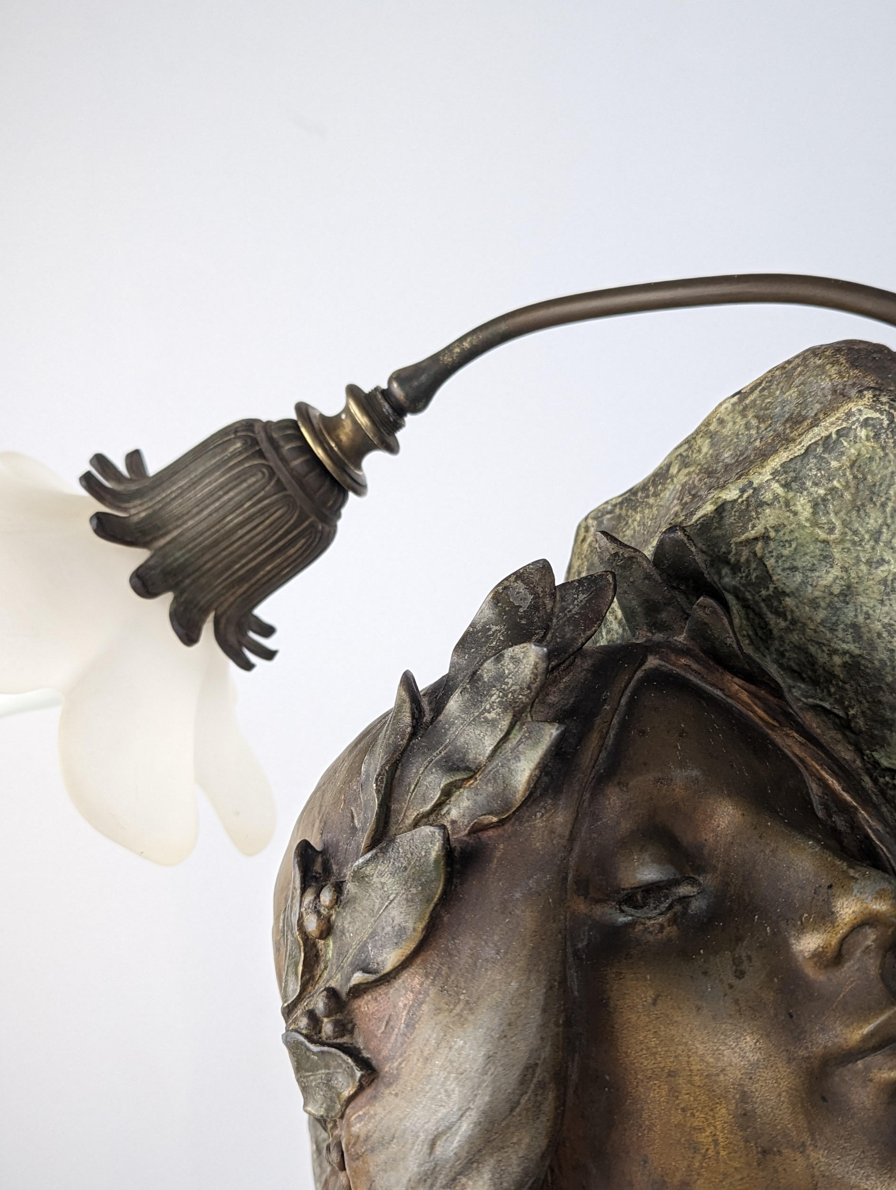 Art Nouveau Sculpture Lamp by Julien Causse 1900s For Sale 3