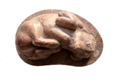 Escultura Art Nouveau de un perro, firmada por el artista sueco Arvid Knoppel, 1918