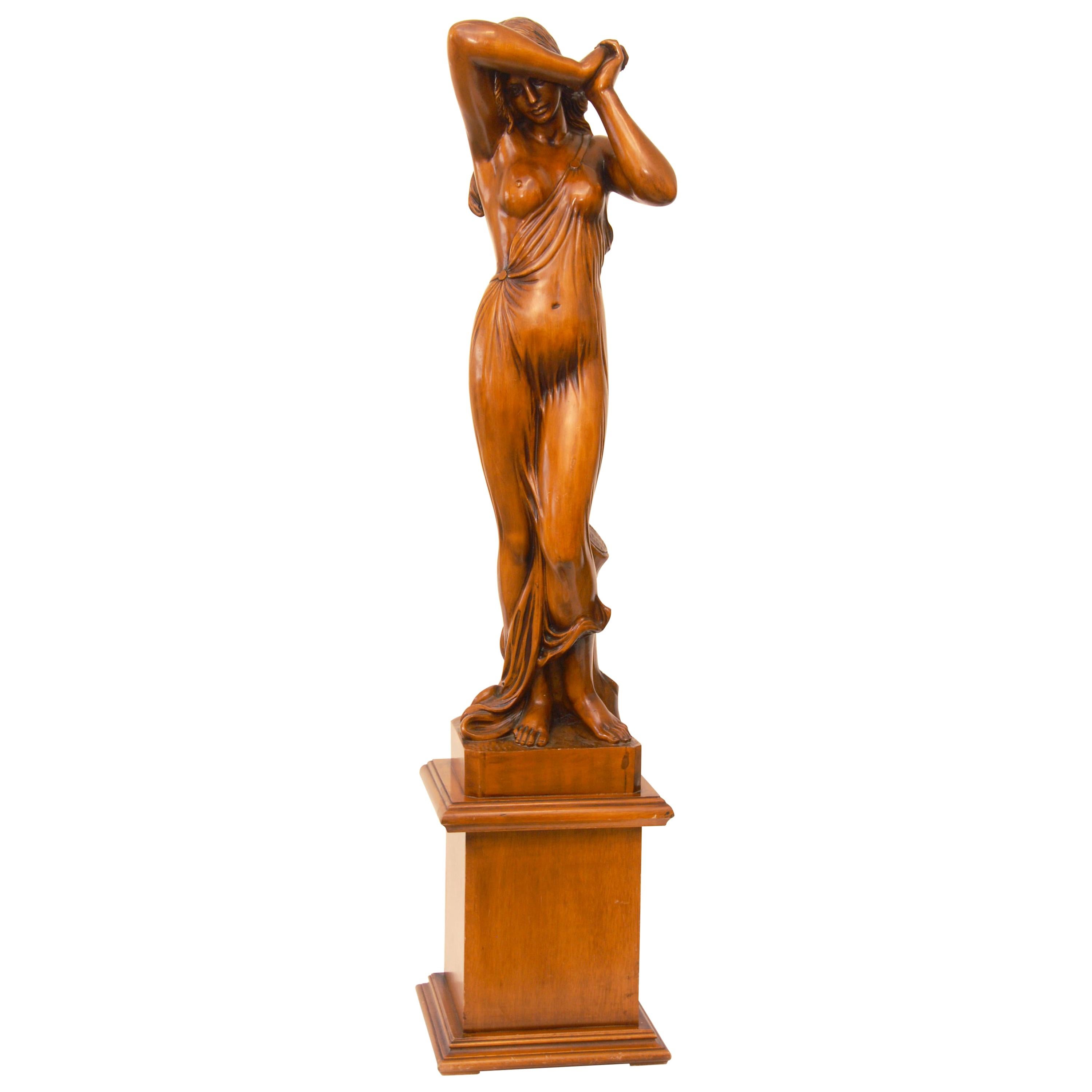 Art Nouveau Sculpture of a Semi Naked Female For Sale