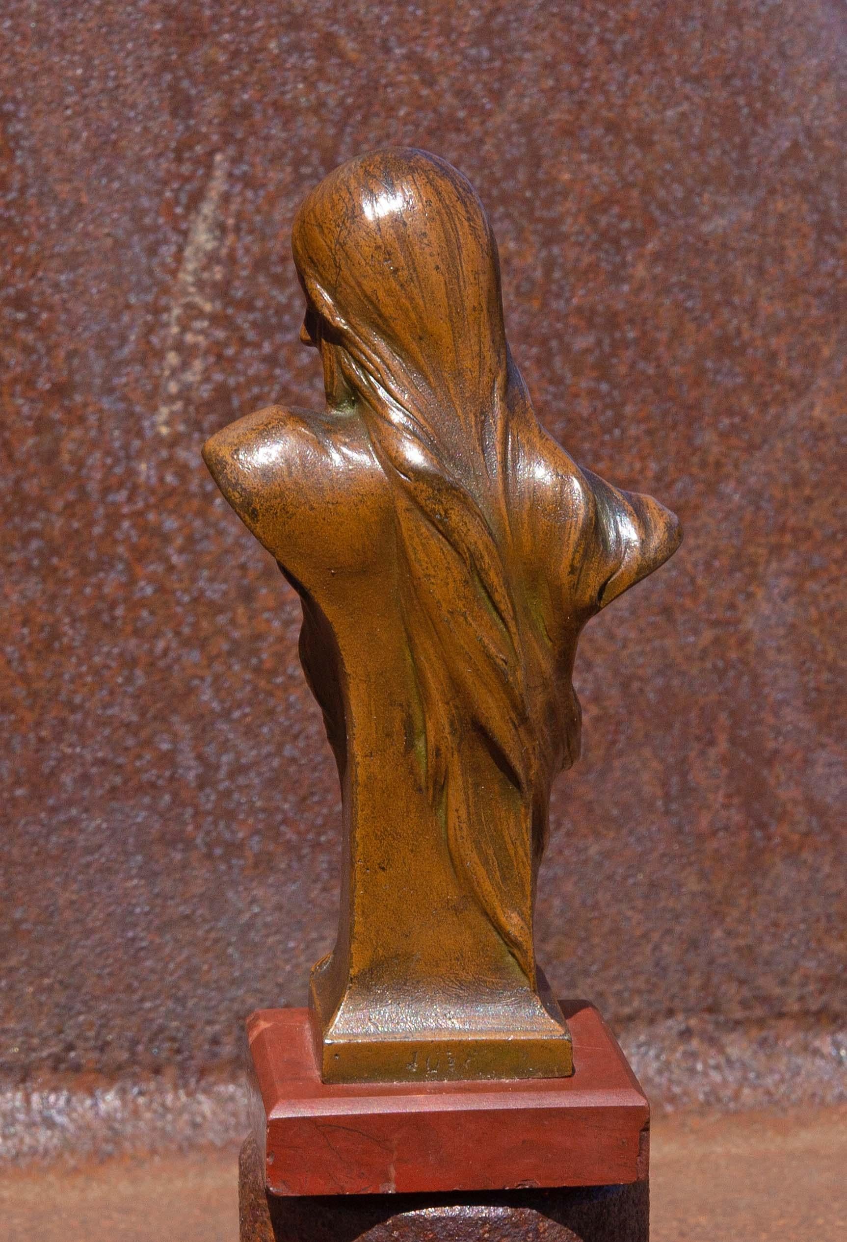 European Art Nouveau Sculpture of a Young Woman