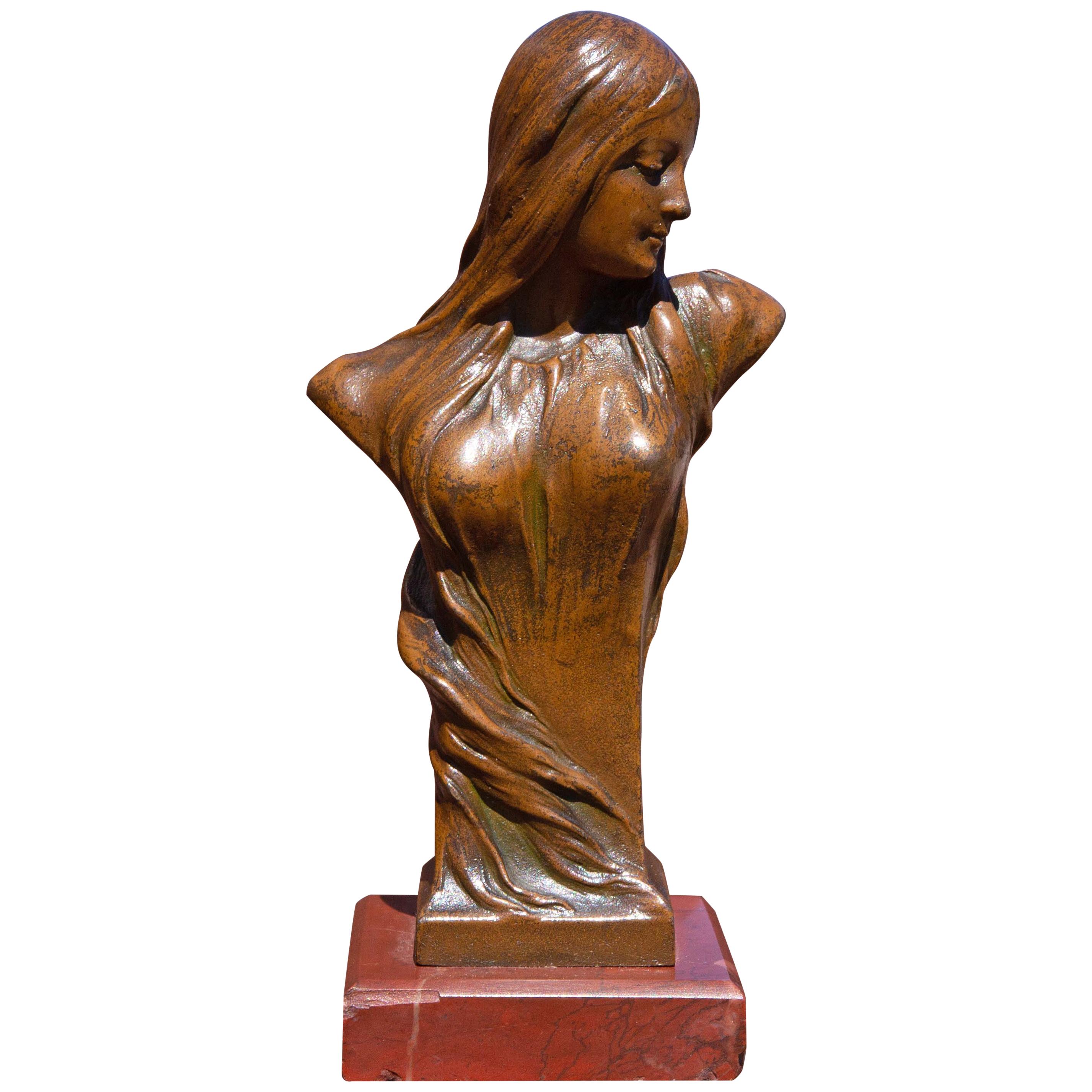 Art Nouveau Sculpture of a Young Woman