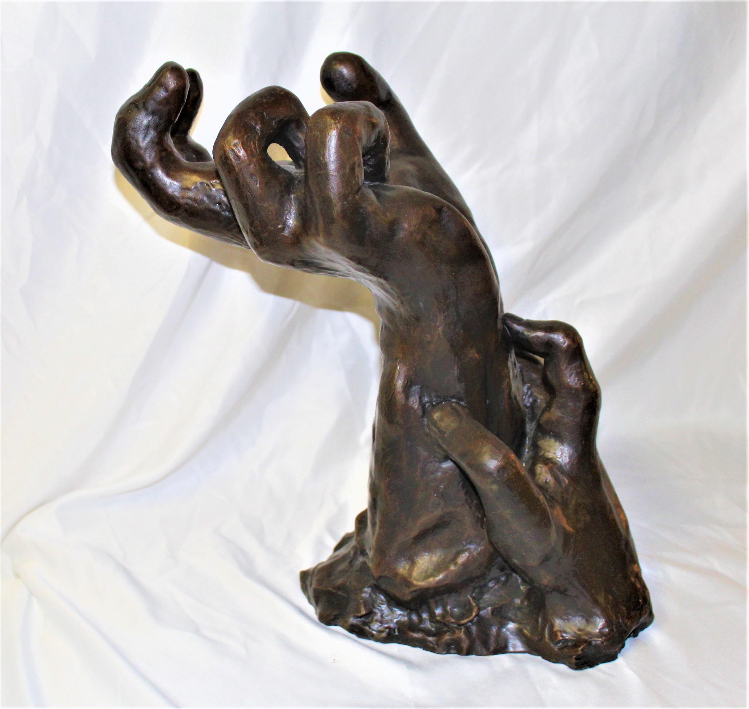 North American Art Nouveau Sculpture of Hands Bronze Casting after Rodin For Sale