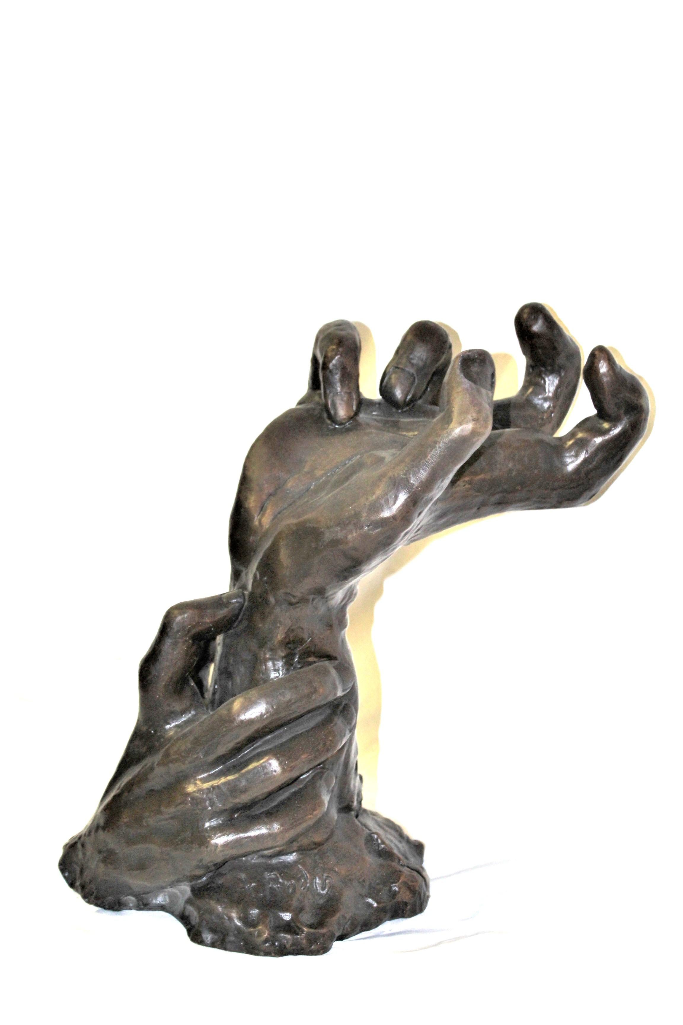 Scultura Art Nouveau di mani, fusione in bronzo dopo Rodin, stile impressionista in vendita 2