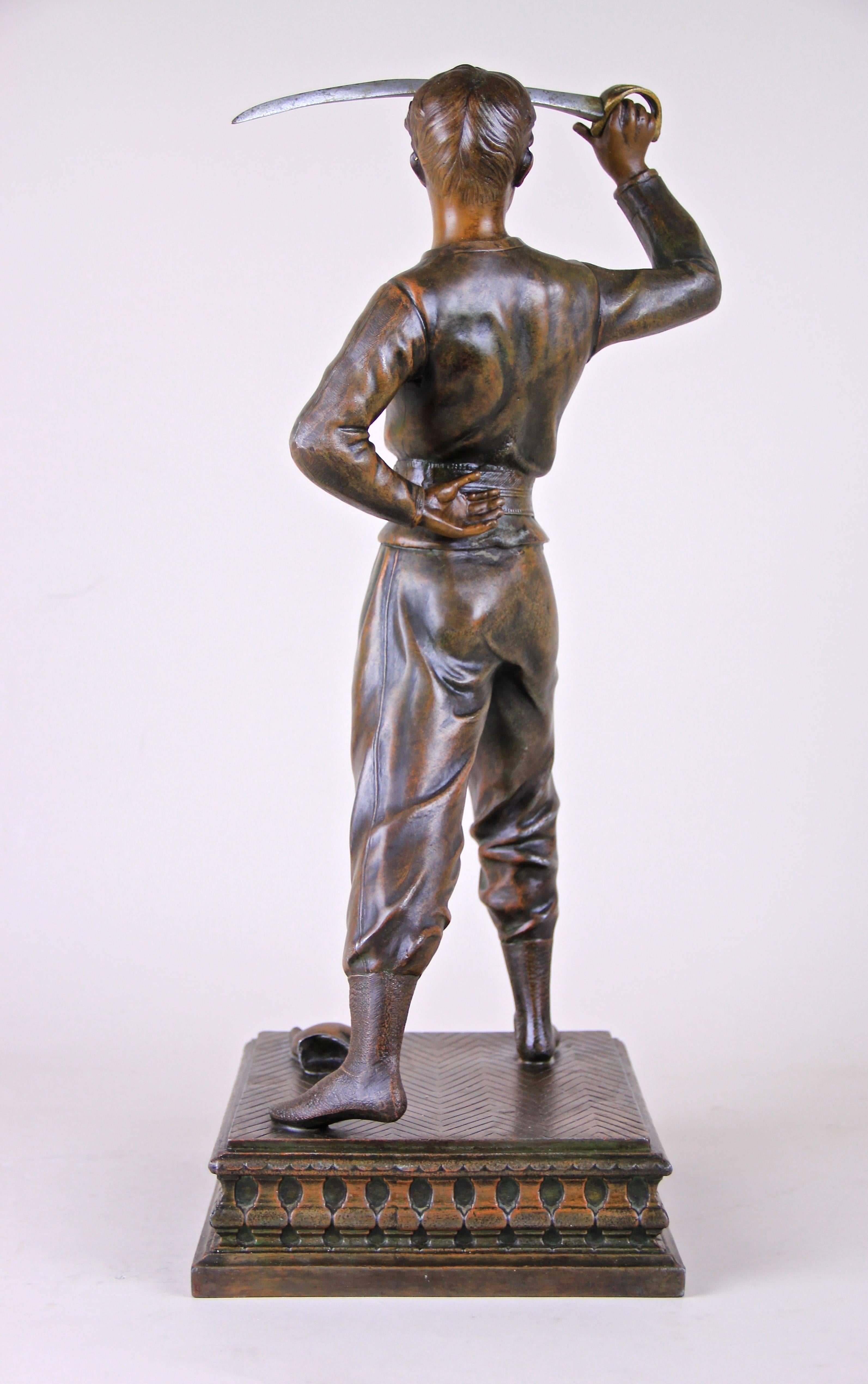 Jugendstil-Skulptur „Swordsman“, signiert, um 1900 (Französisch)