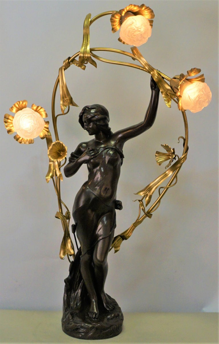 Art Nouveau Sculpture Table Lamp For Sale 4