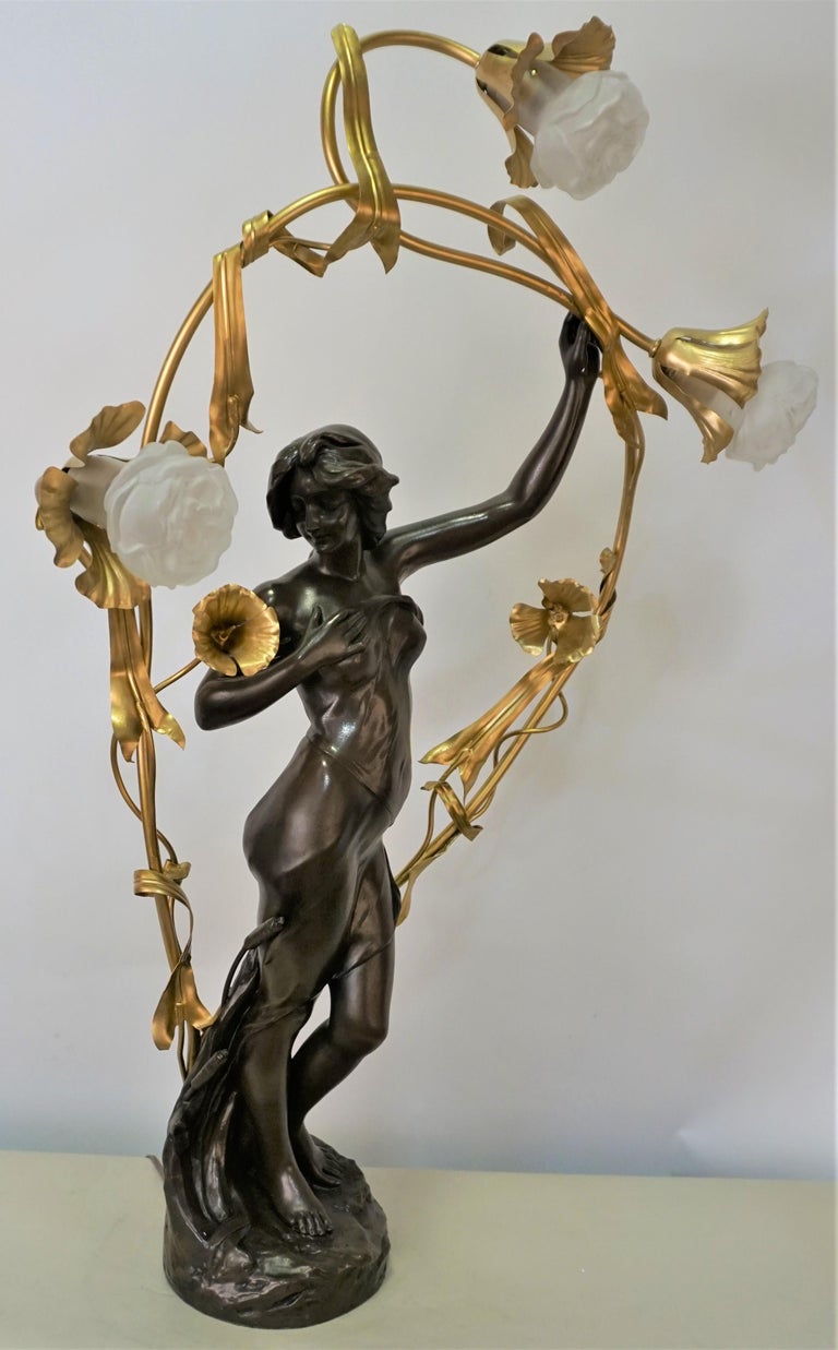 Art Nouveau Sculpture Table Lamp For Sale 7