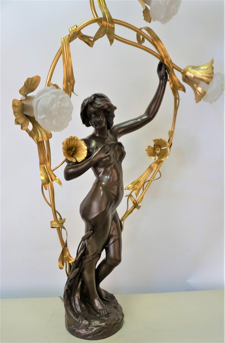 Art Nouveau Sculpture Table Lamp For Sale 8