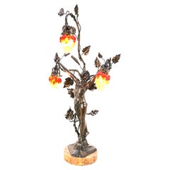 Art Nouveau Sculpture Three Light Table Lamp