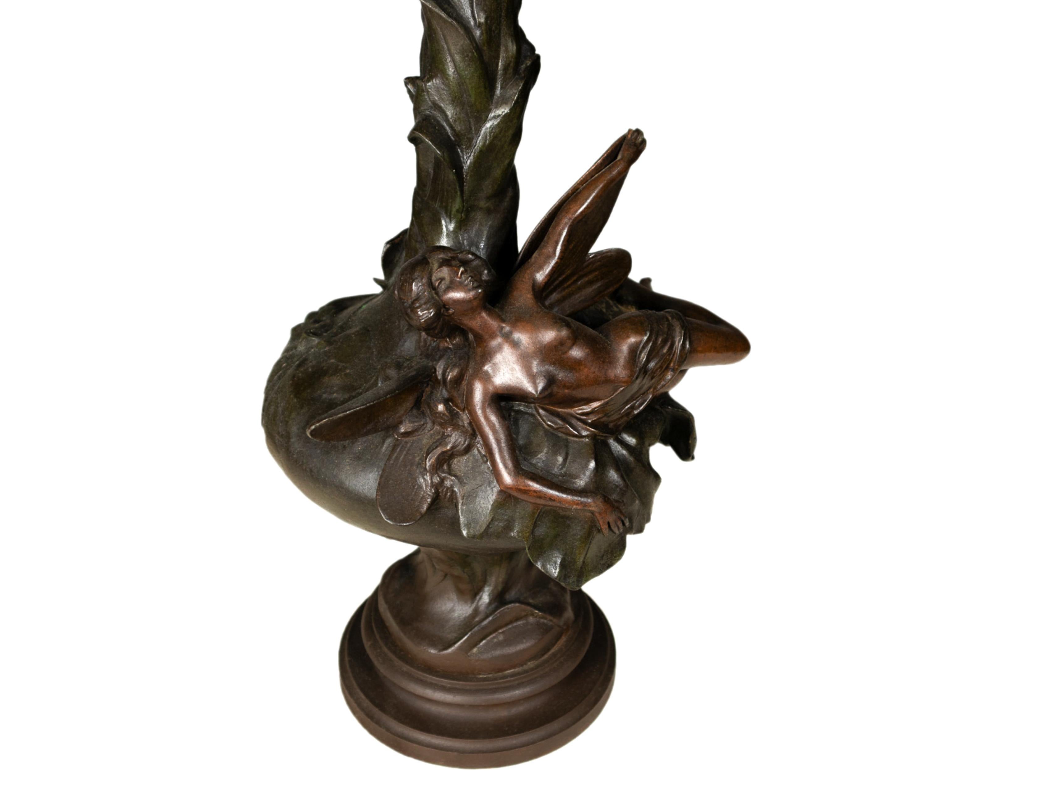 Metal Art Nouveau Sculpture Vase: Enchanting Fairy (Circa 1897) For Sale