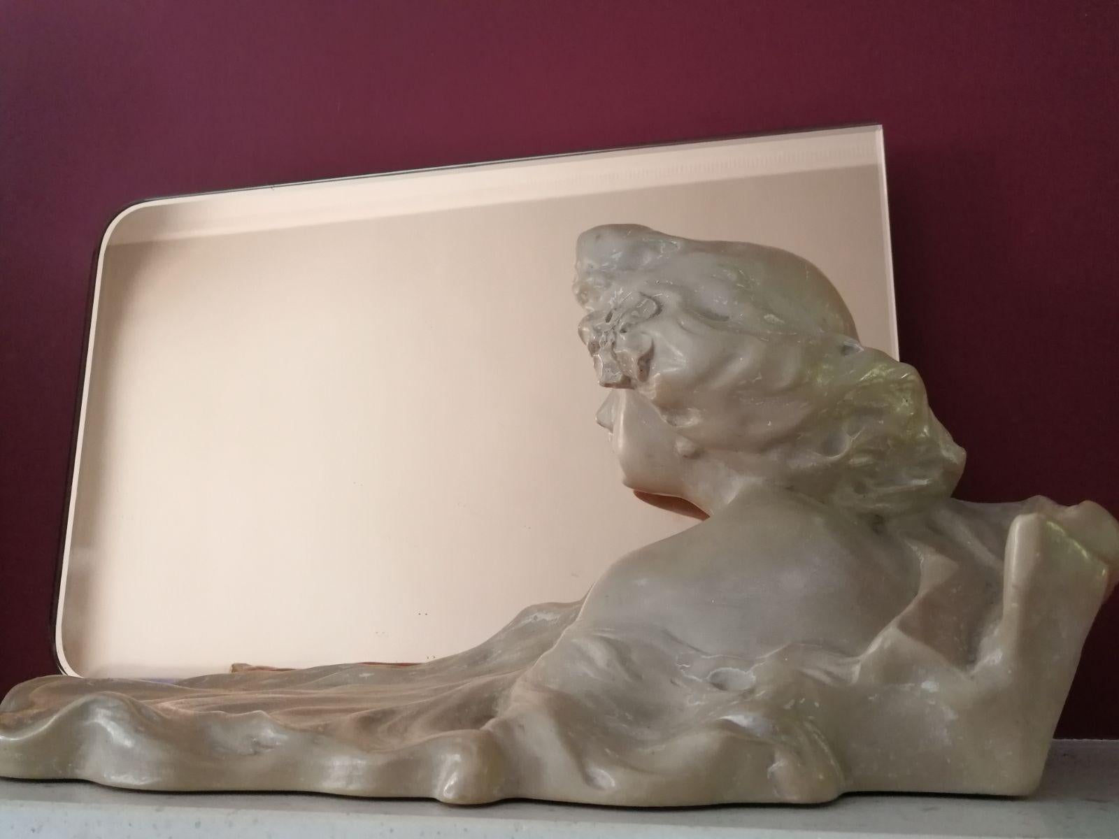 Sculpture Art nouveau avec miroir rose de Lambert Escaler en vente 4