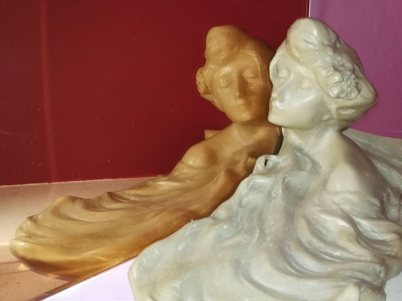 Art Nouveau Sculpture with Pink Mirror by Lambert Escaler In Good Condition For Sale In Benalmadena, ES