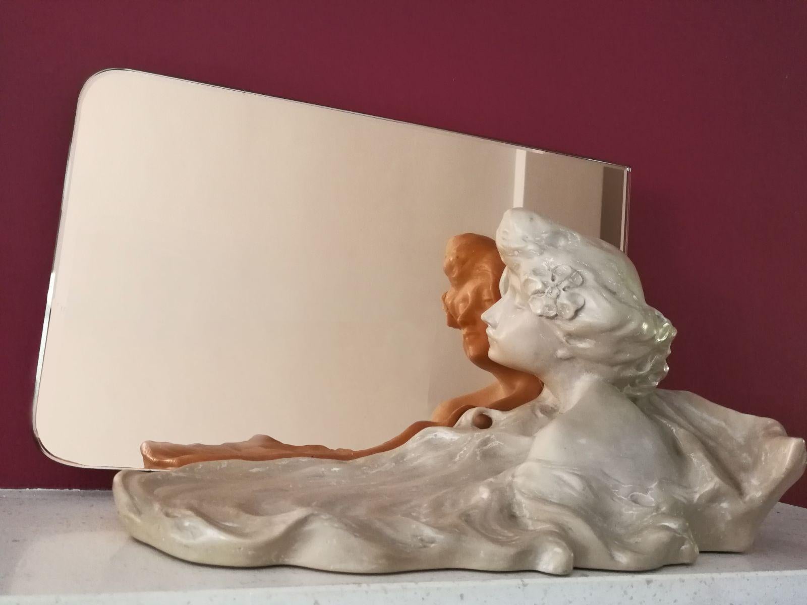 Sculpture Art nouveau avec miroir rose de Lambert Escaler en vente 2