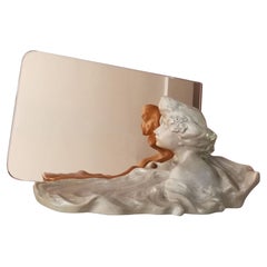Art Nouveau Sculpture with Pink Mirror by Lambert Escaler