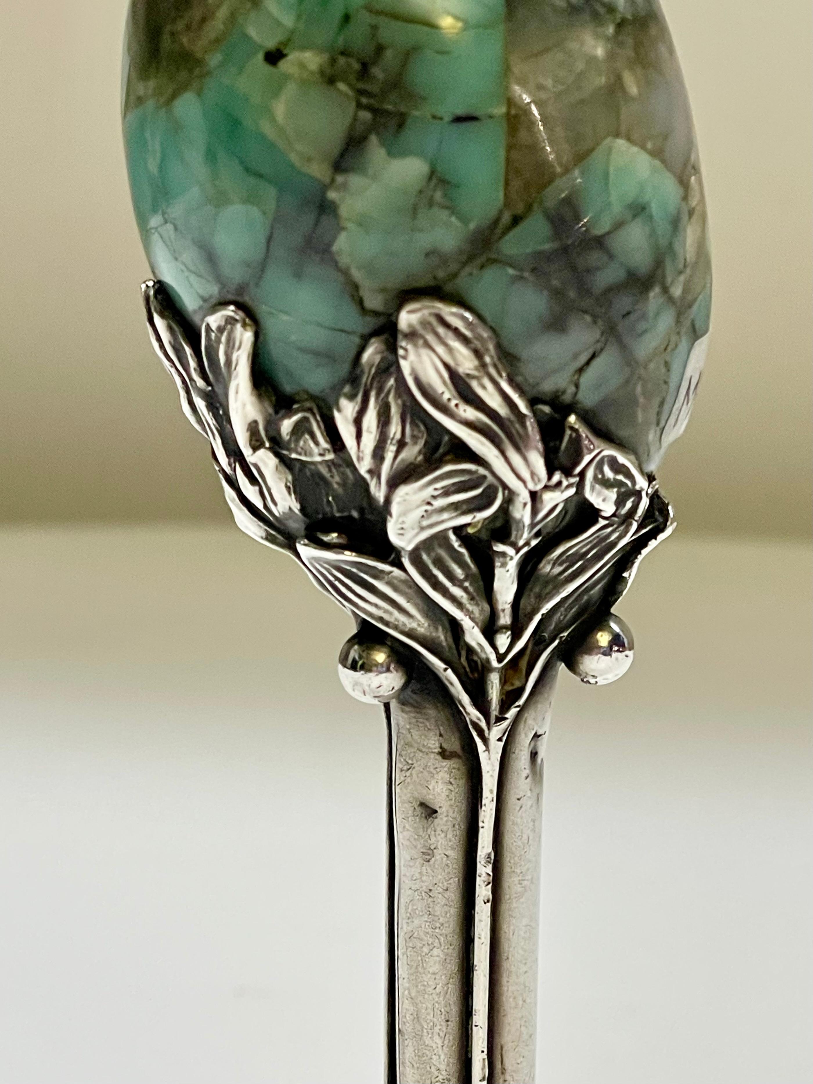 Sigillo Art Nouveau, realizzato in argento e pietra dura, Francia 1900. in vendita 4