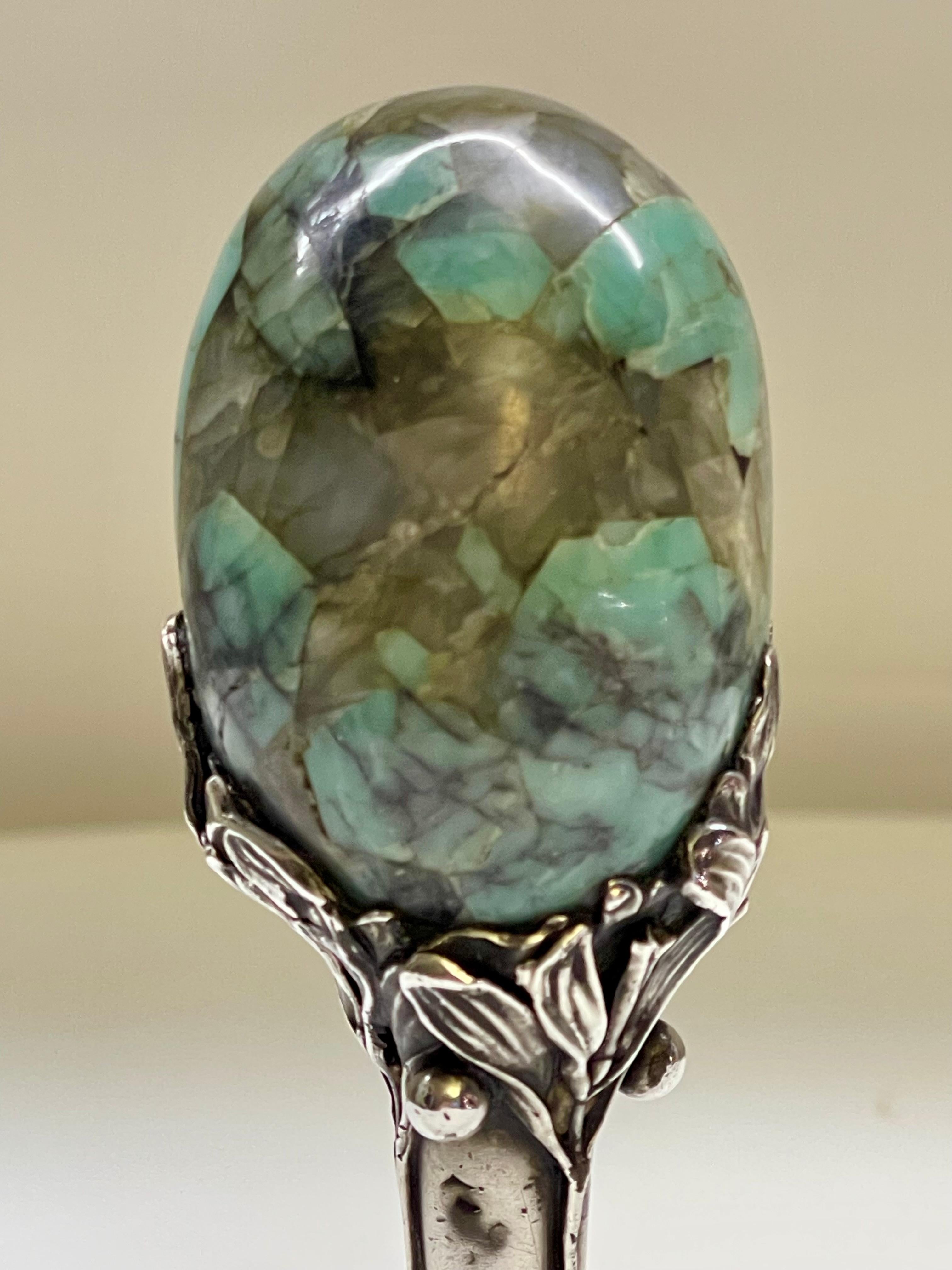 Sigillo Art Nouveau, realizzato in argento e pietra dura, Francia 1900. in vendita 6