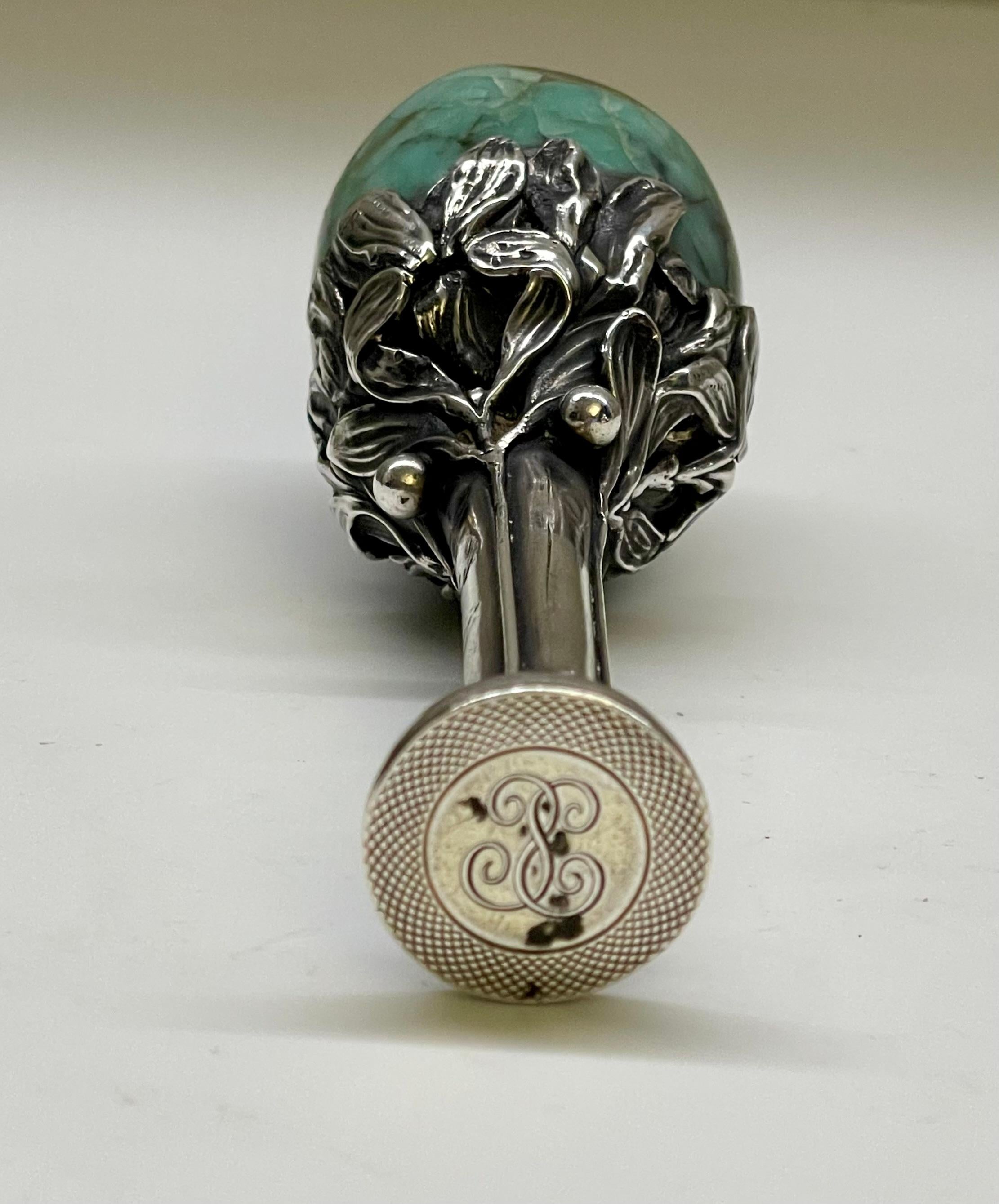 Sigillo Art Nouveau, realizzato in argento e pietra dura, Francia 1900. in vendita 8