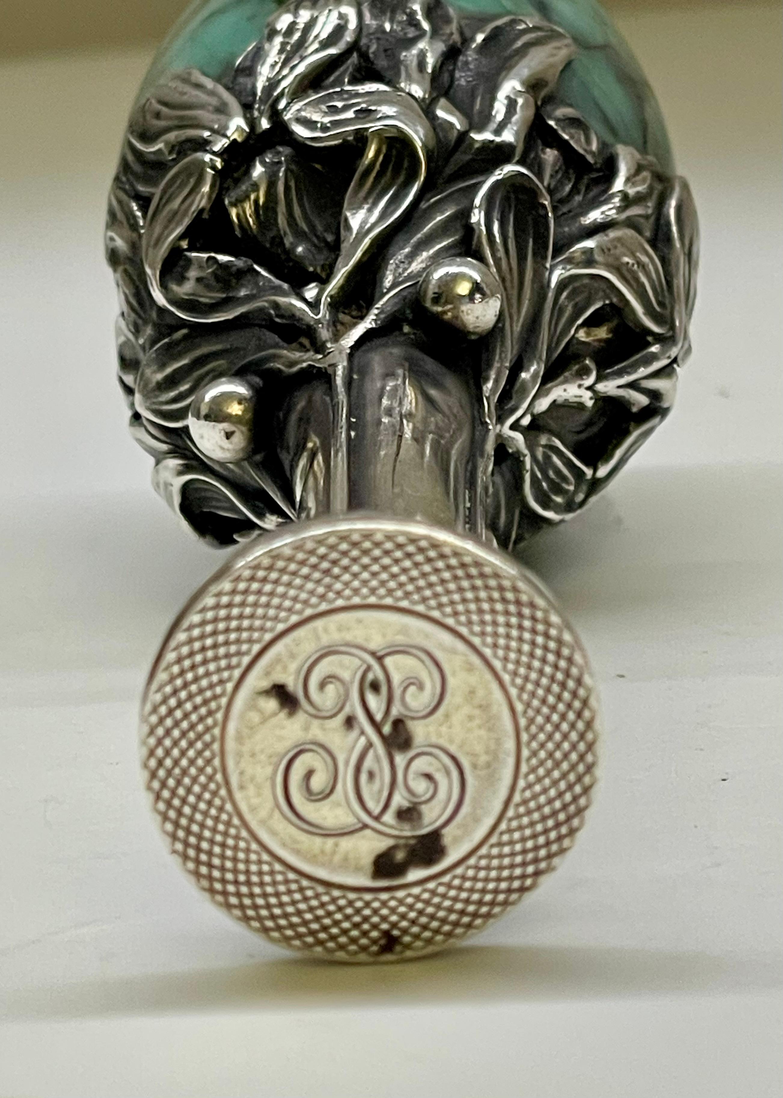 Sigillo Art Nouveau, realizzato in argento e pietra dura, Francia 1900. in vendita 9