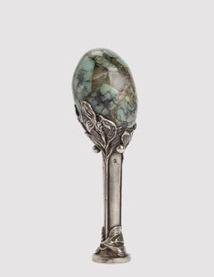 Art Nouveau seal, made out of silver and hard stone, France 1900.