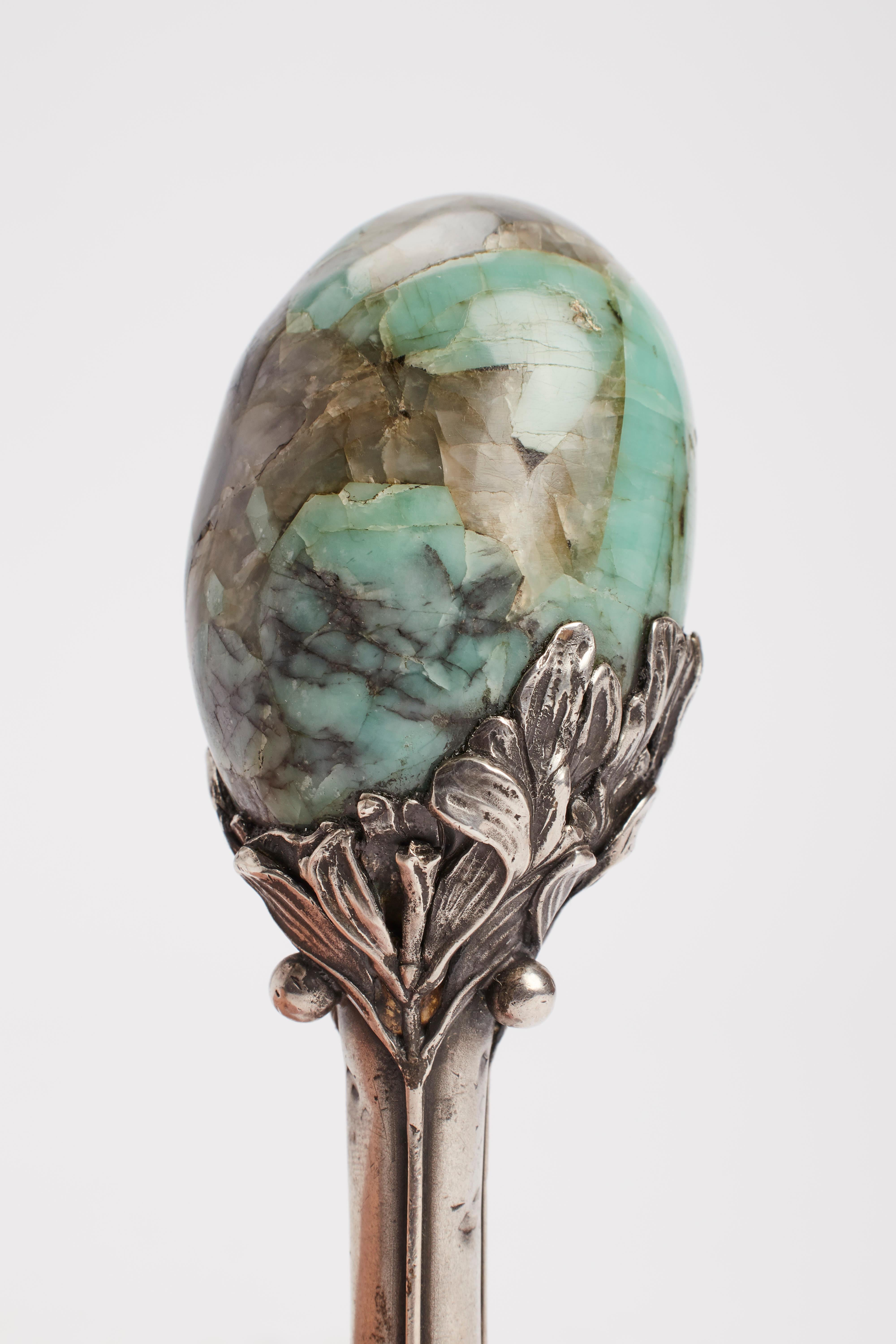 Sigillo Art Nouveau, realizzato in argento e pietra dura, Francia 1900. In condizioni buone in vendita a Milan, IT