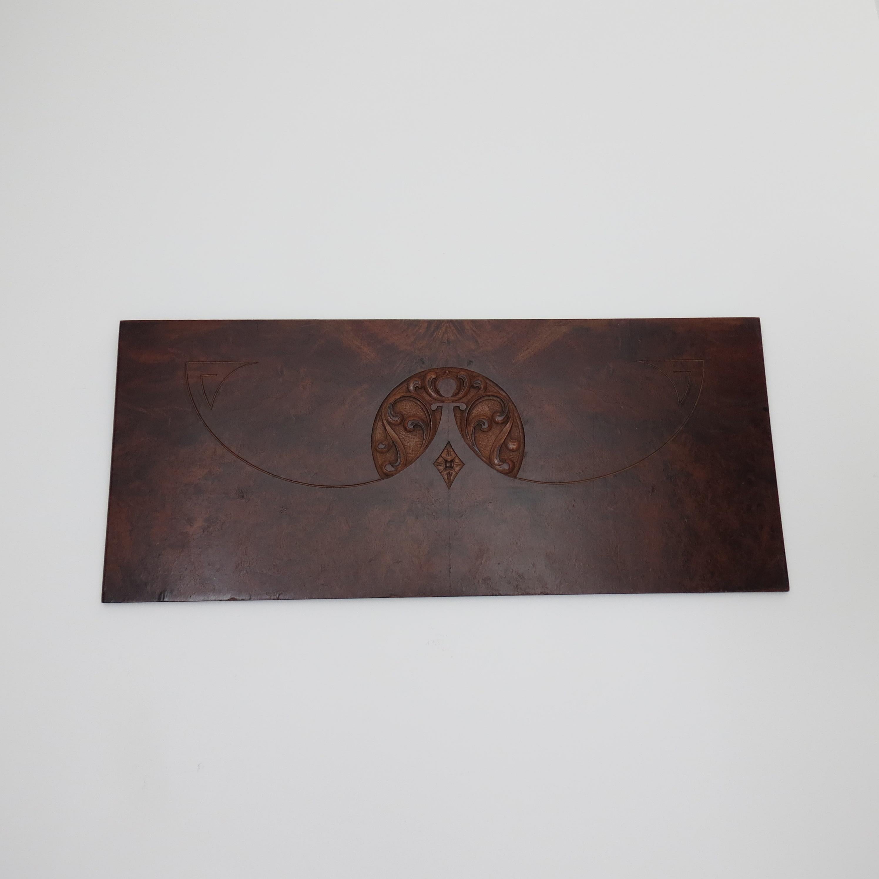 Art Nouveau Secessionist geschnitzt Burr Walnut Holz Wand hängend 1900 im Angebot 11