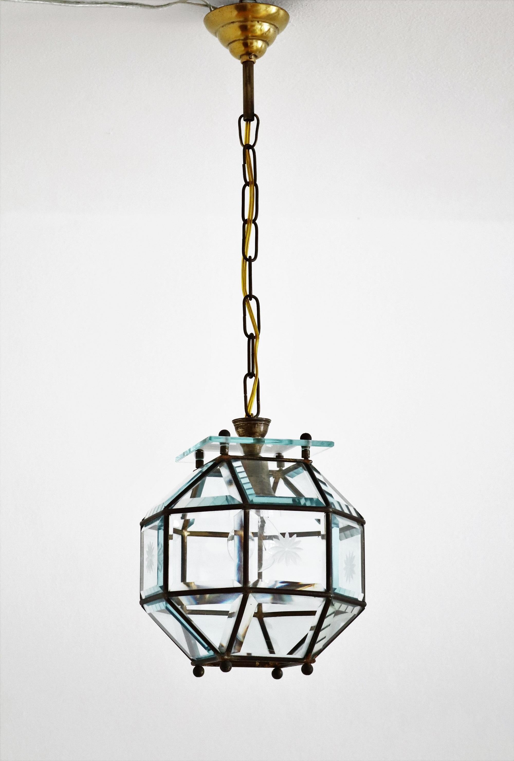Italian Art Nouveau Secessionist Pendant Lamp in the Manner of Adolf Loos