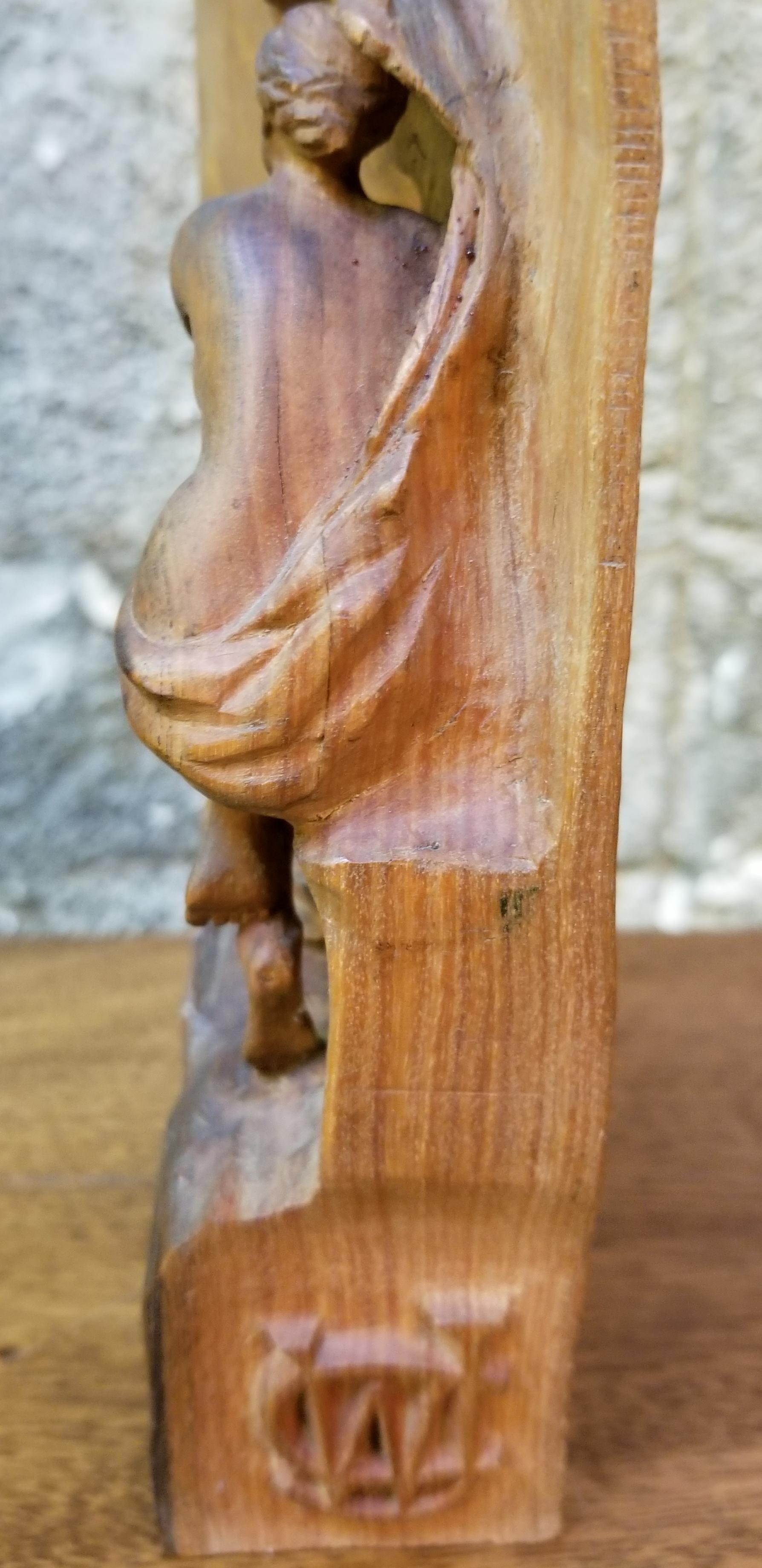 Art Nouveau Semi Nude Wood Carving of Ariadne Goddess of Wine For Sale 3