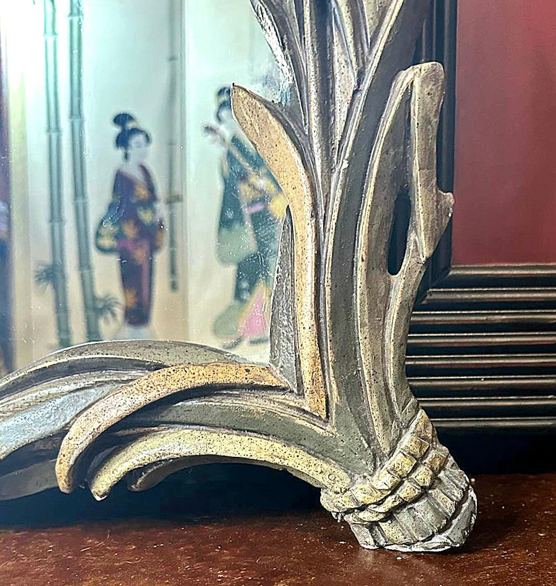 Art Nouveau Serge Roche Palm Beach Style Faux Bois Wall or Mantle Mirror For Sale 5