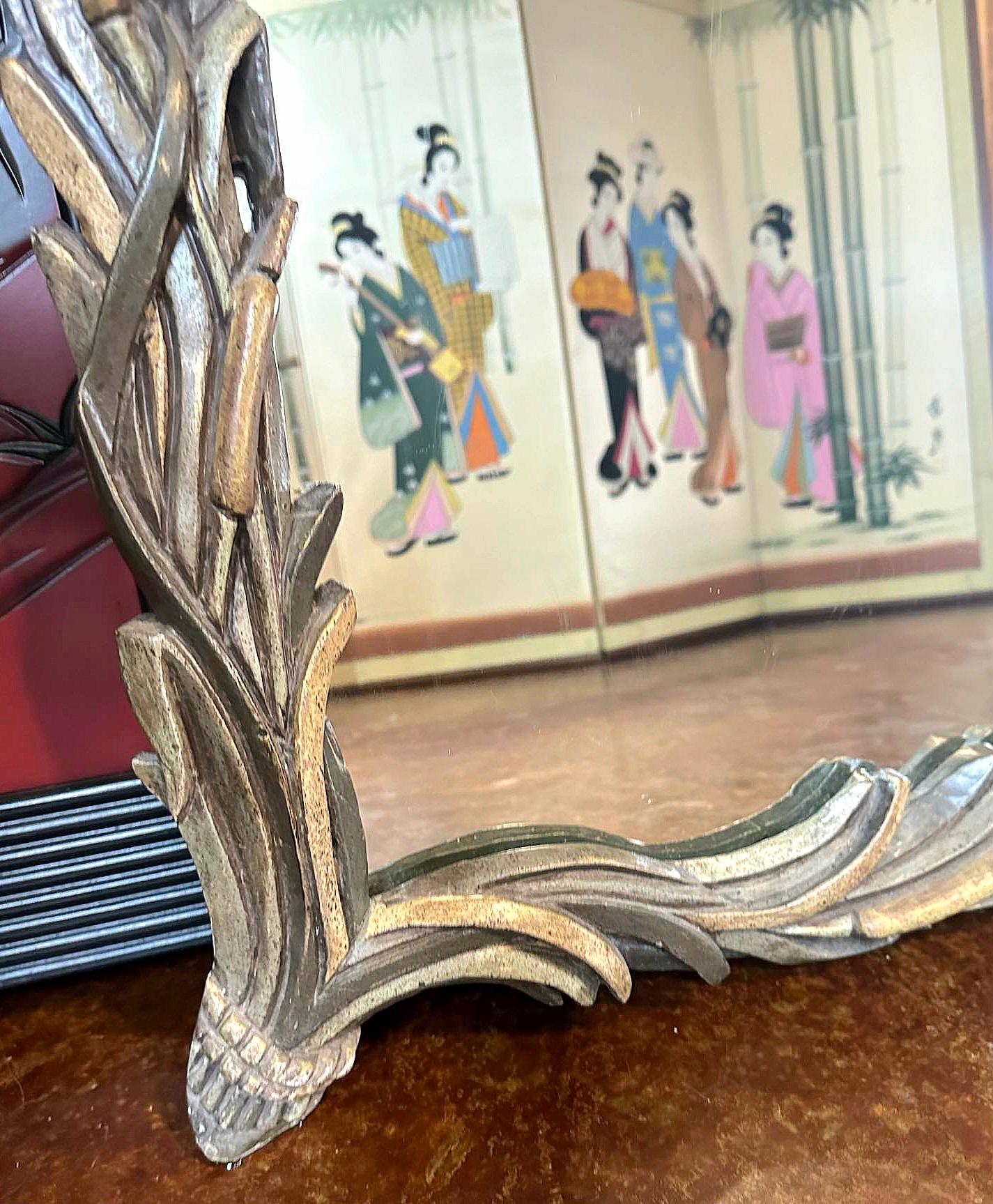 Art Nouveau Serge Roche Palm Beach Style Faux Bois Wall or Mantle Mirror For Sale 6