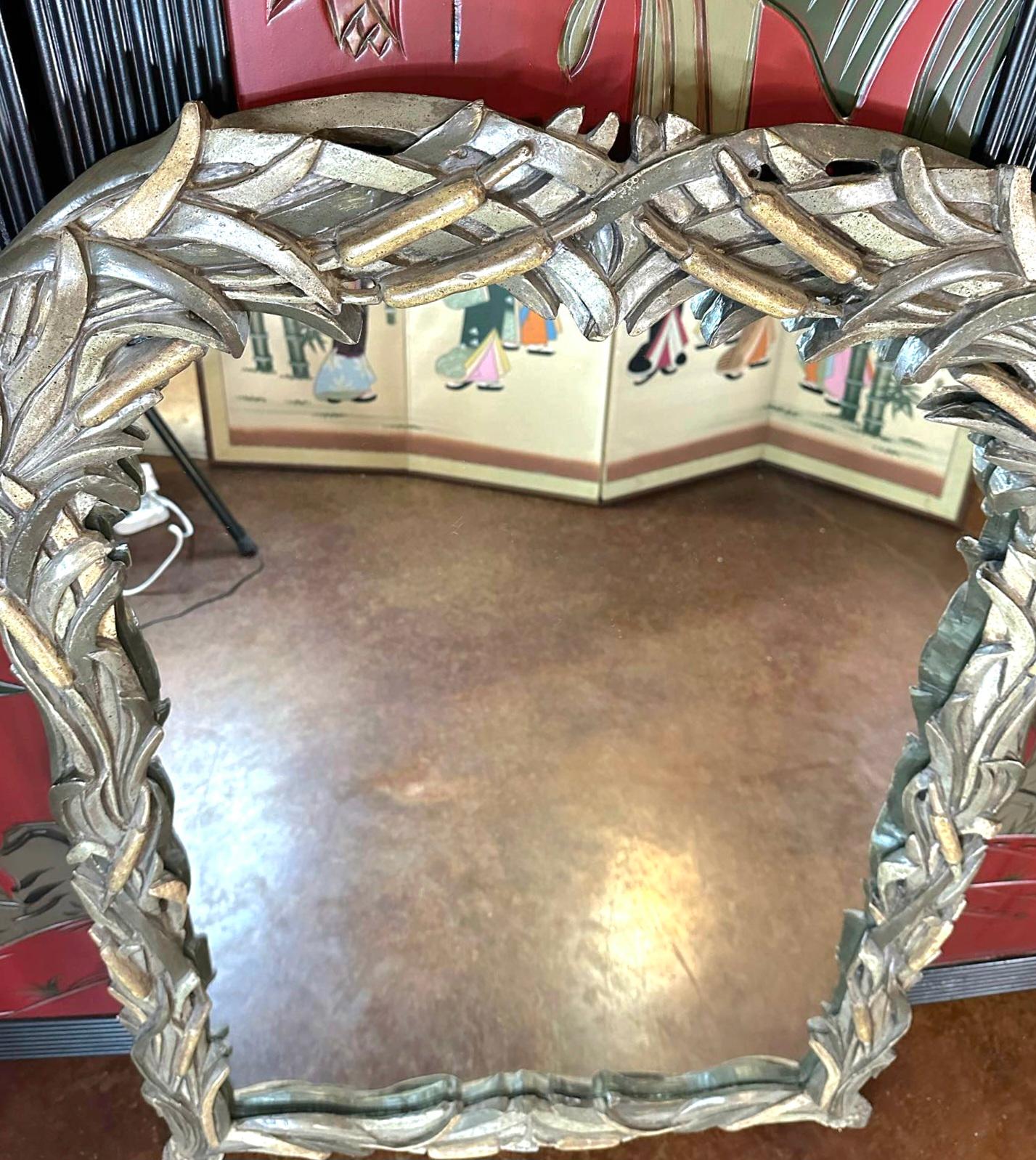 Art Nouveau Serge Roche Palm Beach Style Faux Bois Wall or Mantle Mirror For Sale 7
