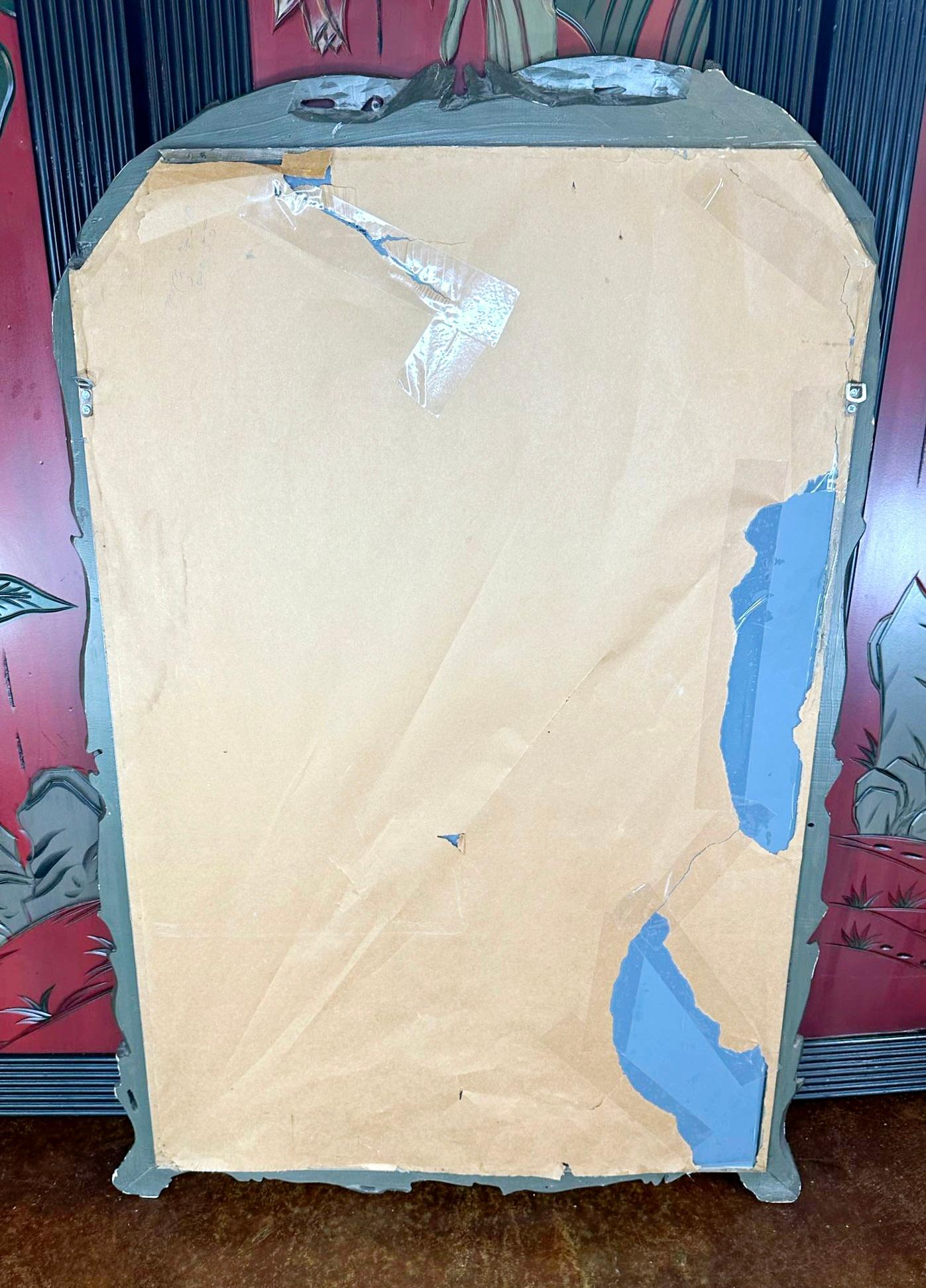 Art Nouveau Serge Roche Palm Beach Style Faux Bois Wall or Mantle Mirror For Sale 9