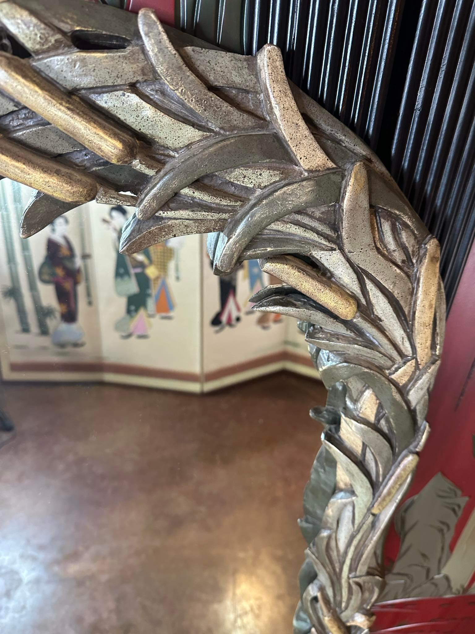 Art Nouveau Serge Roche Palm Beach Style Faux Bois Wall or Mantle Mirror In Good Condition For Sale In Waxahachie, TX