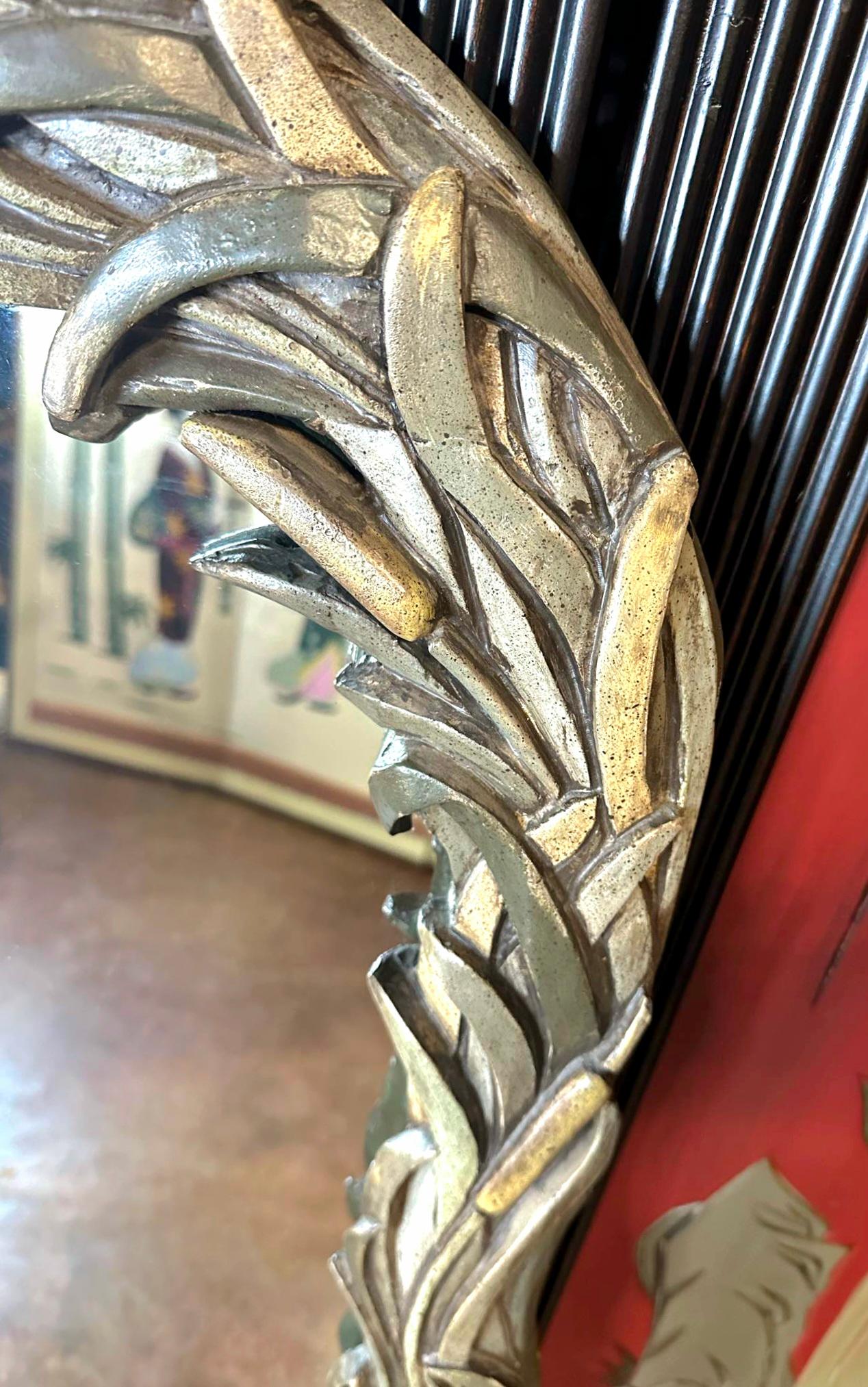 Art Nouveau Serge Roche Palm Beach Style Faux Bois Wall or Mantle Mirror For Sale 4