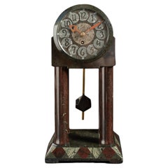 Horloge à pendule en pierre serpentine Art Nouveau par Albin Müller