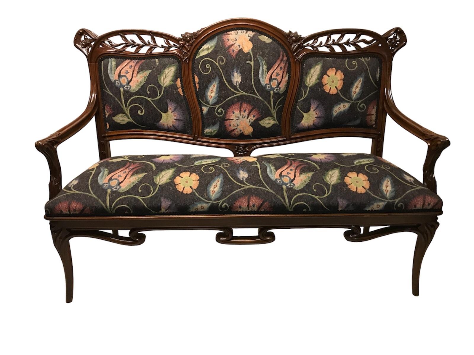 Art Nouveau Set, 1 Sofa, 2 Armchairs, 1900, France For Sale 1