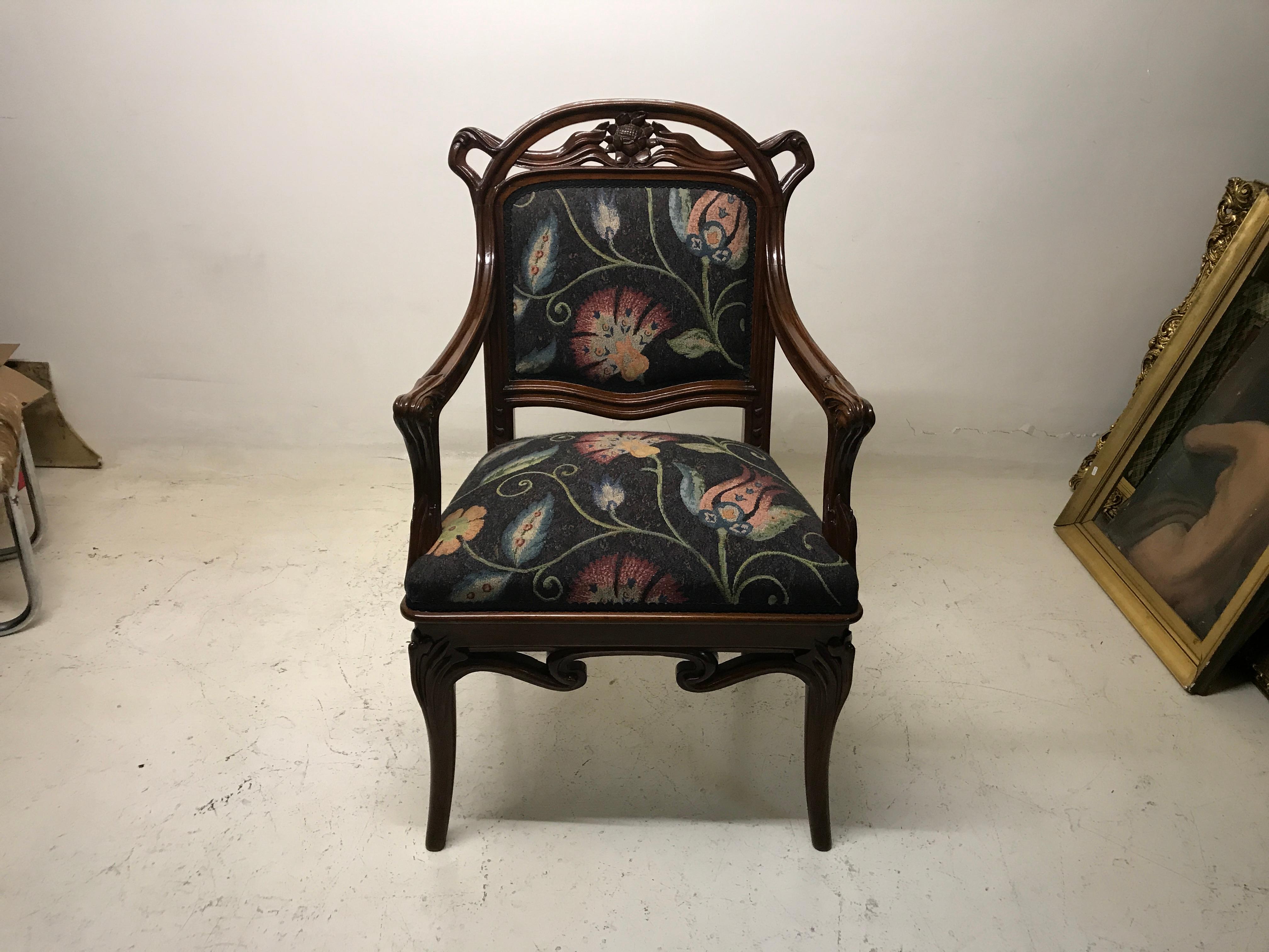 Ensemble Art Nouveau, 1 canapé, 2 fauteuils, 1900, France en vente 1
