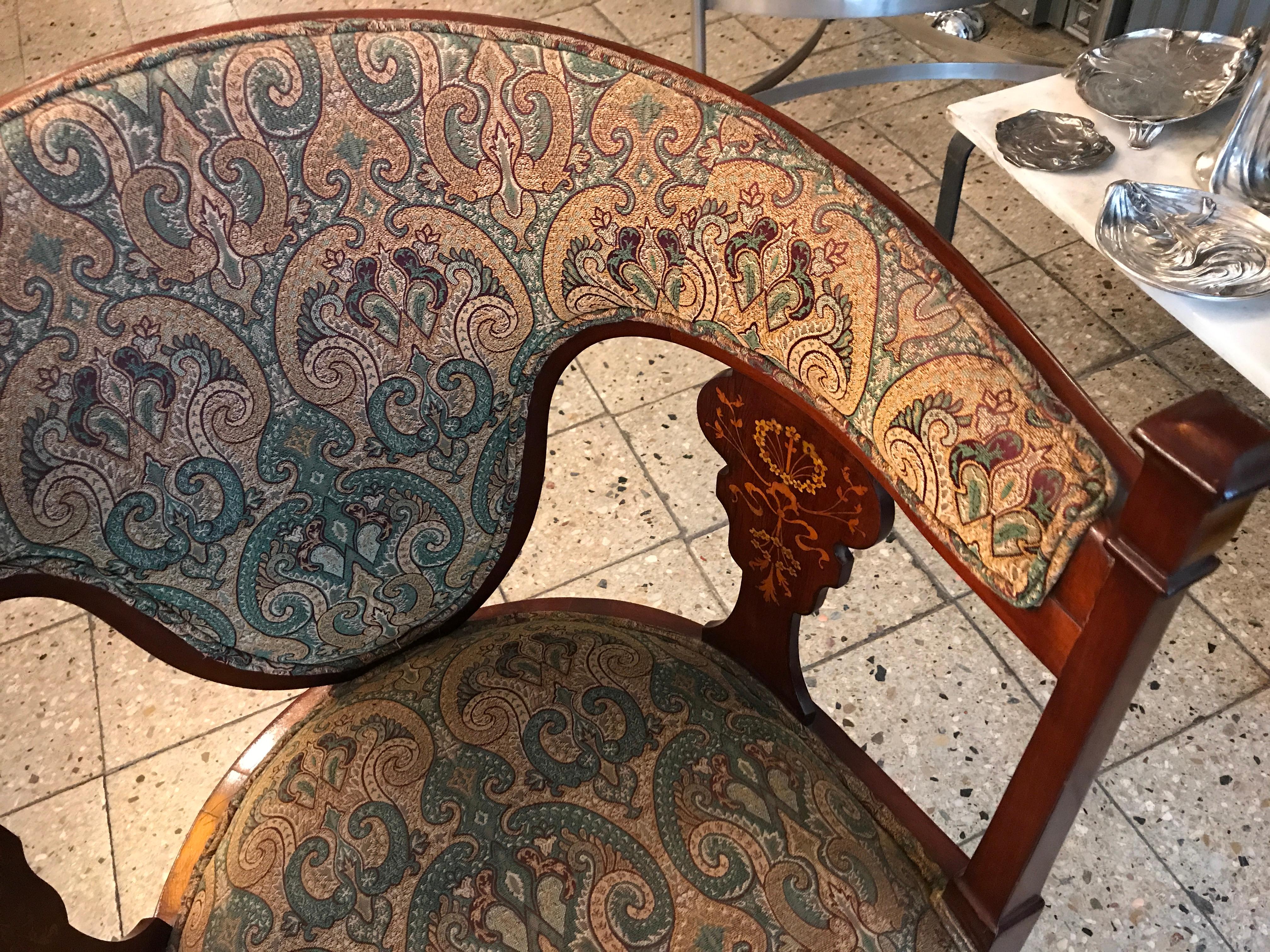 Art Nouveau Set, 1 Sofa, 2 Armchairs, 4 Chairs, 1890, Attributed William Morris For Sale 8