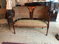 Art Nouveau Set, 1 Sofa, 2 Armchairs, 4 Chairs