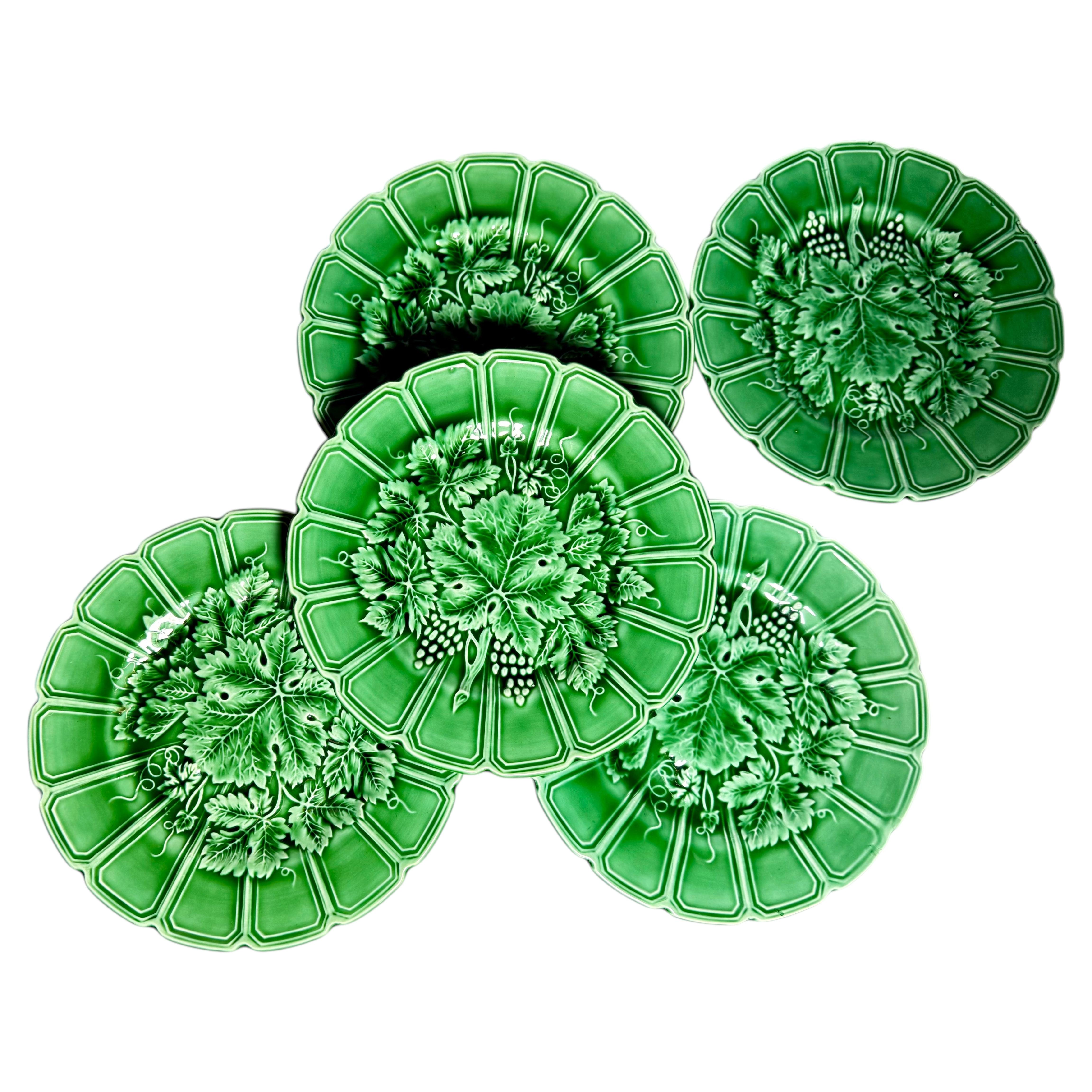 Antique Art Nouveau Majolica Plate by Sarreguemines, France, 1920s