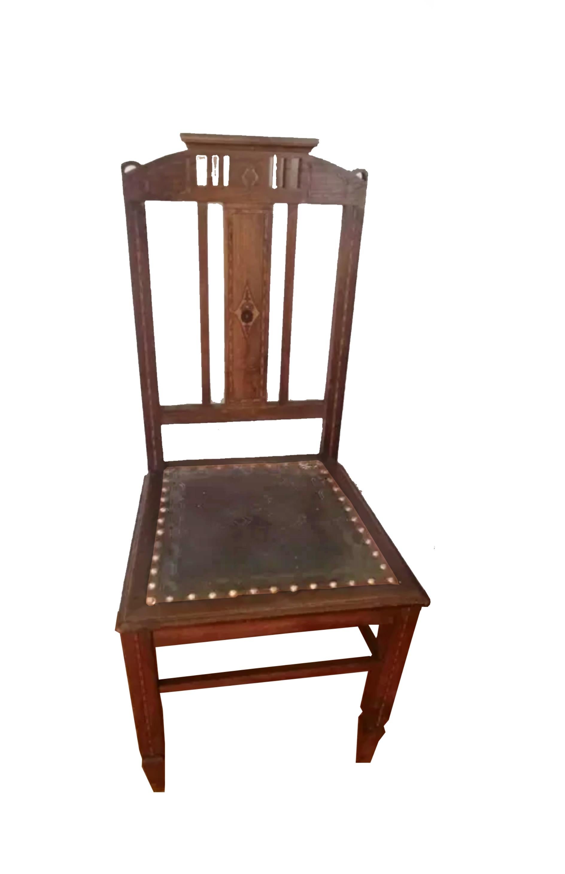 Pelle Set di 10 sedie in pelle Art Nouveau (possono essere imbottite) in vendita