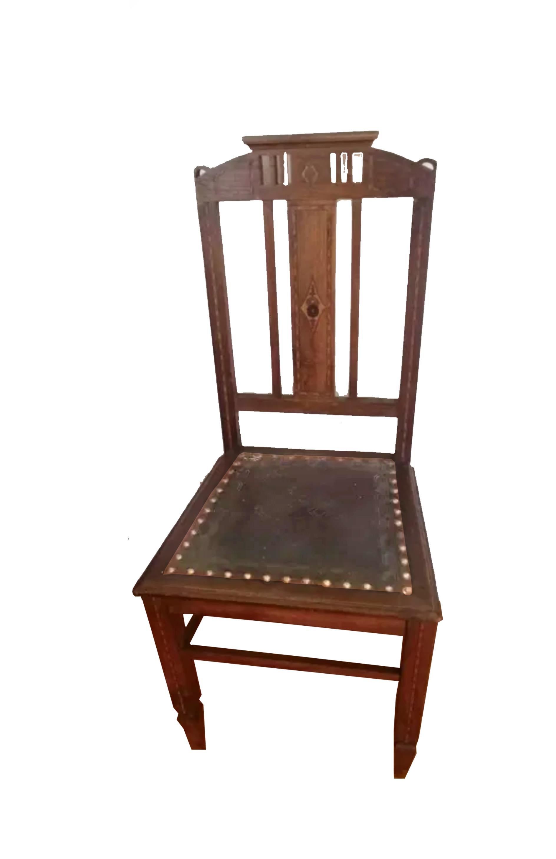 Set di 10 sedie in pelle Art Nouveau (possono essere imbottite) in vendita 1
