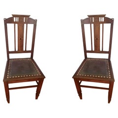 Art Nouveau Set Of 10 Leather Chairs (Can be Upholstered)
