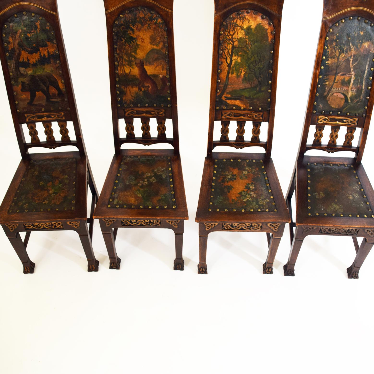 Art Nouveau Set of 12 Swedish Dining Chairs 5